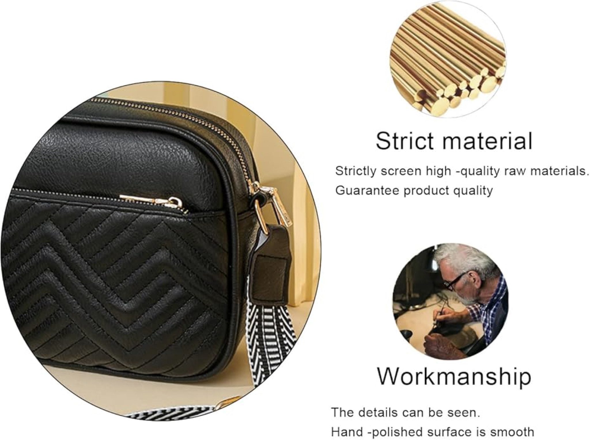 LA CUTE Umhängetasche Damen Crossbody-Tasche aus veganem Leder mit breitem Riemen. (Kleine Schultertasche mit Reißverschluss und breitem Tragegurt., Crossbody-Tasche aus veganem Leder mit verstellbarem Riemen), Modische Crossbody-Tasche aus veganem Leder mit breitem Trageriemen.