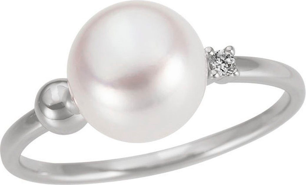 Firetti Fingerring Schmuck Geschenk Gold 333 Damenring Goldring Kugel, mit Brillant - mit Süßwasserzuchtperle