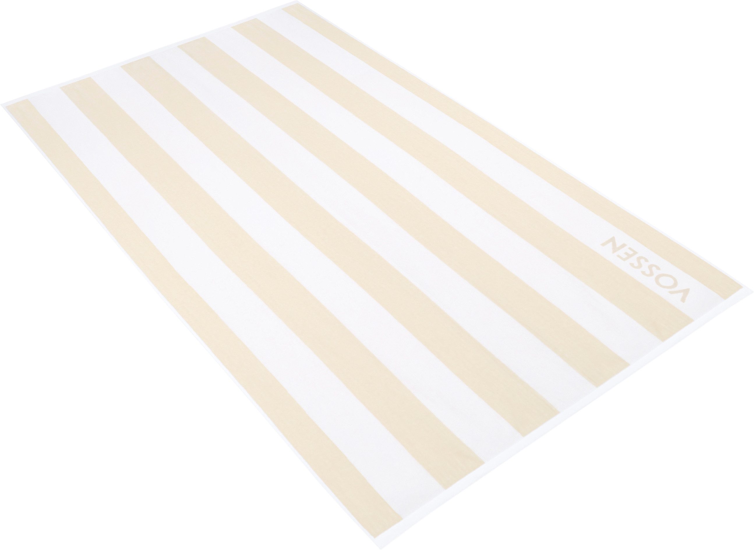 Vossen Strandtuch, Jacquard-Velours (1-St), mit modischen Streifen und Schriftzug