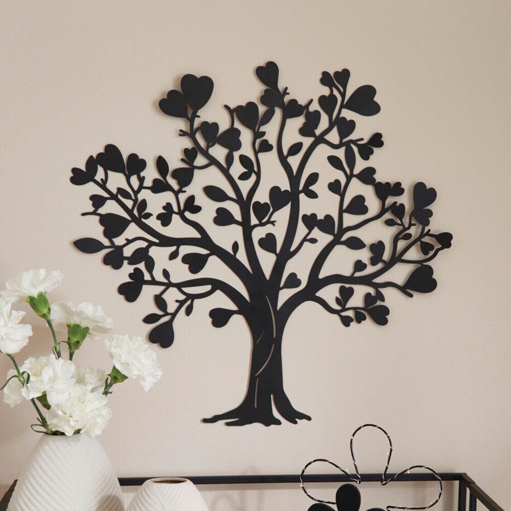 Home-trends24.de Wandbild Metall Bild Baum Wand Deko Schwarz 50 x 48 Deko, Baum, Metallbild