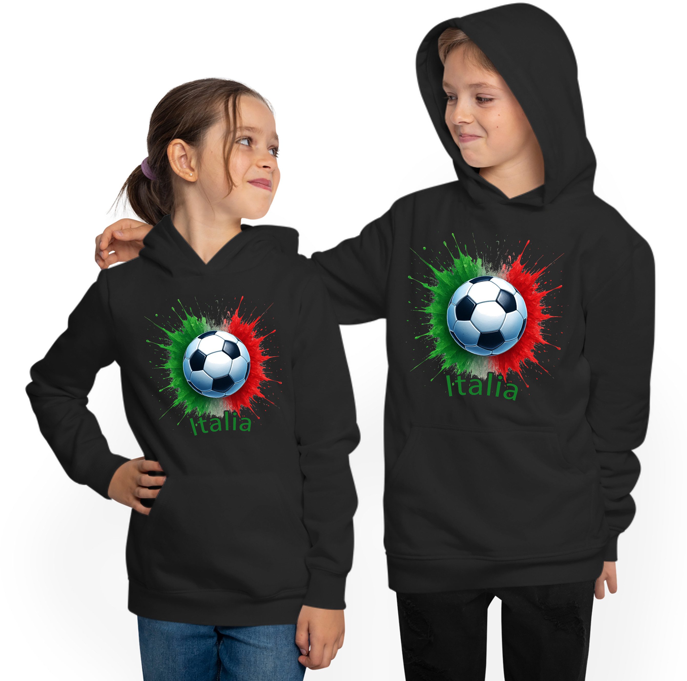 MyDesign24 Hoodie Kinder WM Hoodie Fussball Kapuzensweater – Italien Fan Hoodie i677