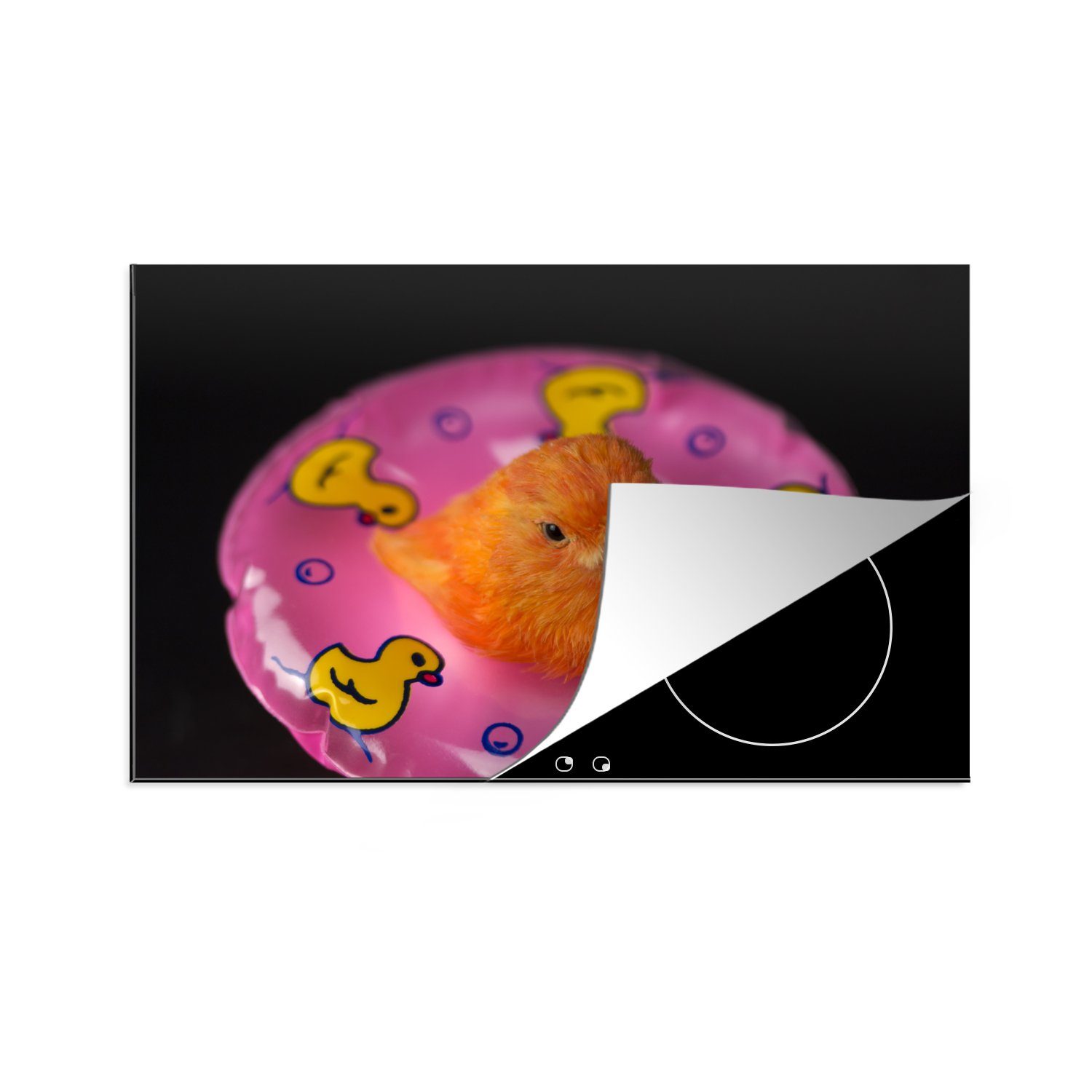 Vinyl, Kanarienvogel Herdblende-/Abdeckplatte Schutz Induktionskochfeld 81x52 für Ceranfeldabdeckung MuchoWow tlg), Reifen, einem cm, (1 küche, die Oranger auf aufblasbaren