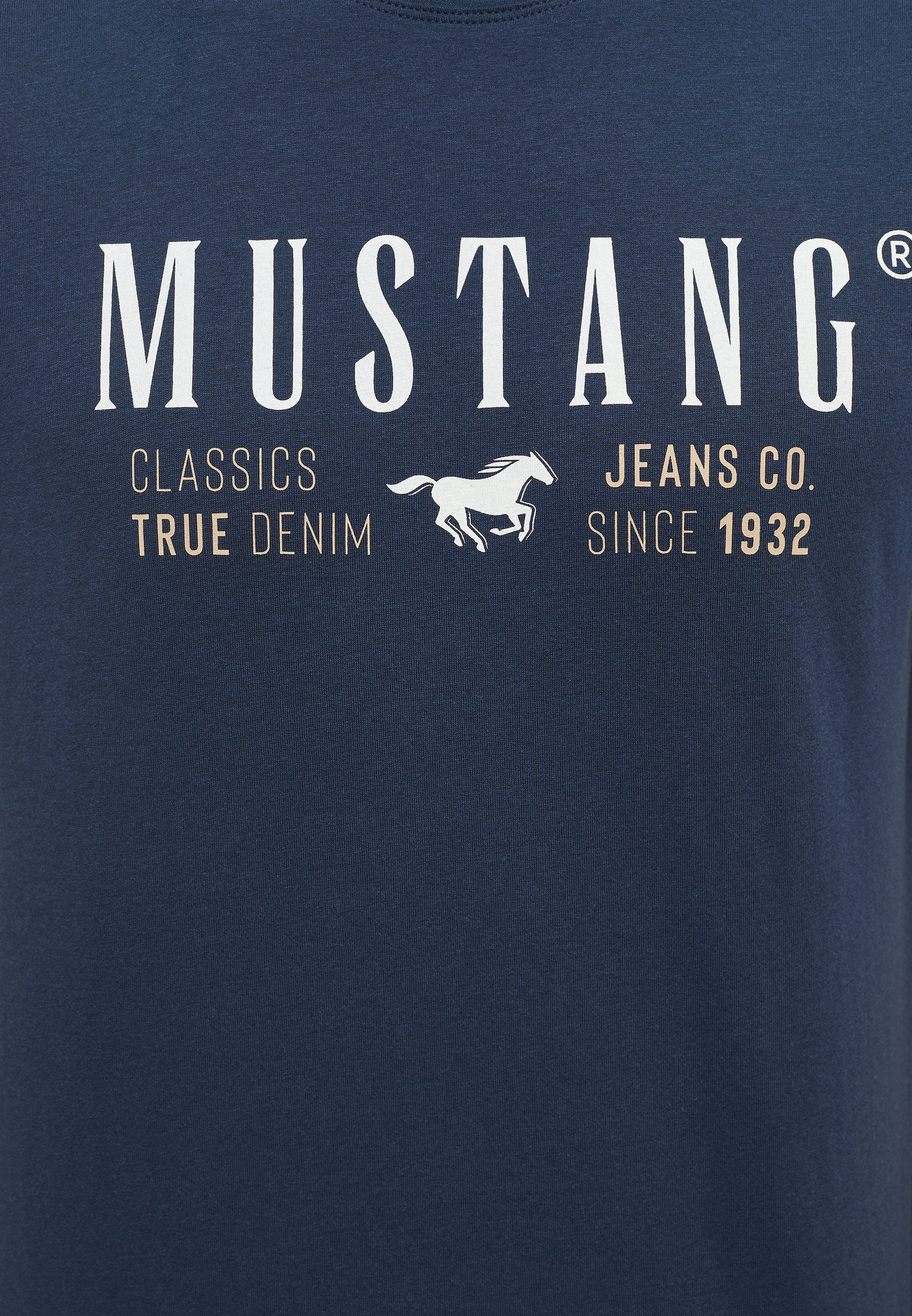 Kurzarmshirt MUSTANG Print-Shirt navy Mustang