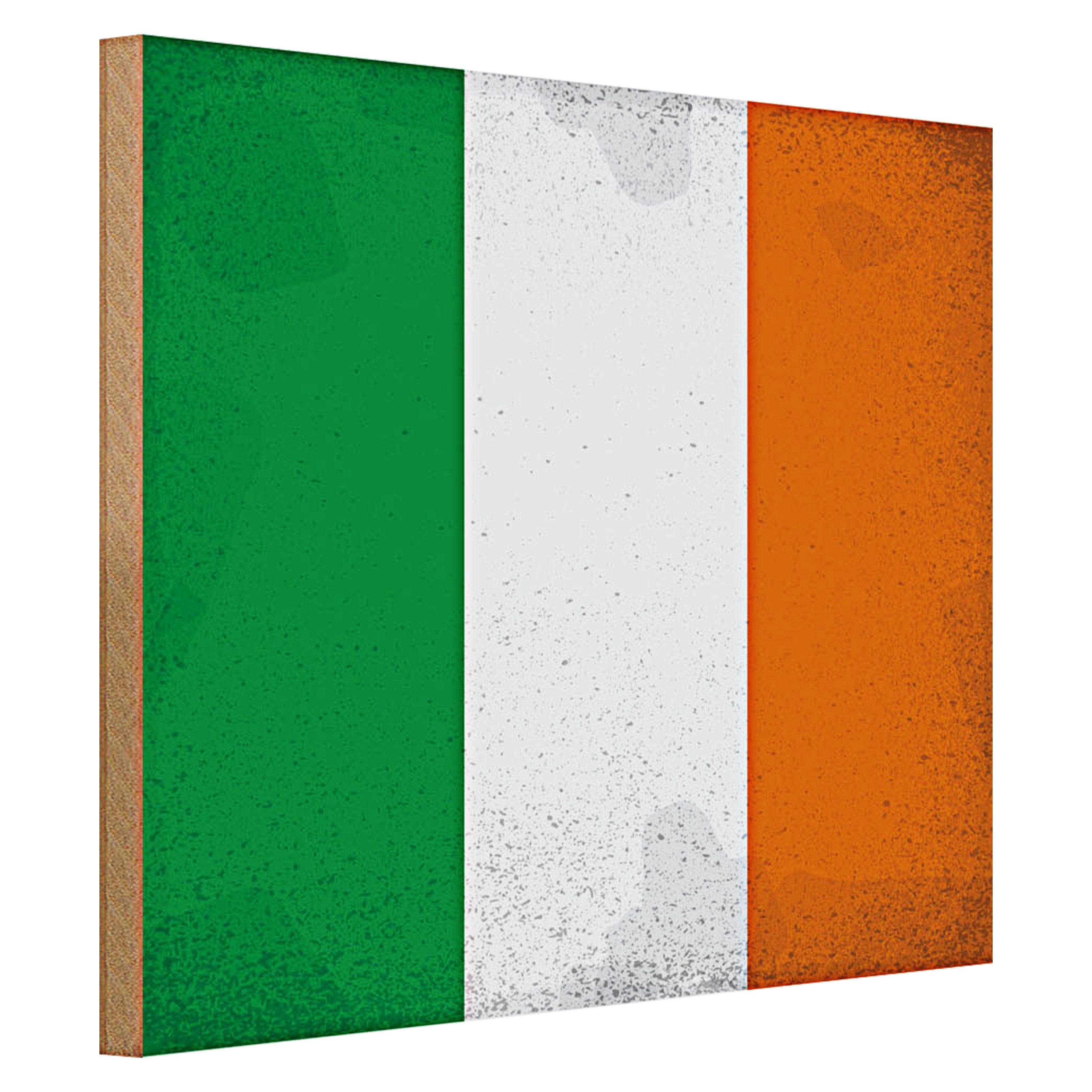 Roomando Holzbild Flagge Irland 40x30cm Flag of Ireland Vintage