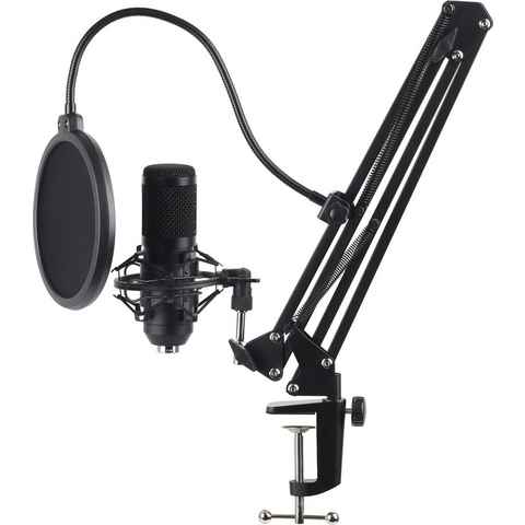 Hyrican Mikrofon USB Streaming Mikrofon Set ST-SM50 mit Mikrofonarm, Spinne & Popschutz