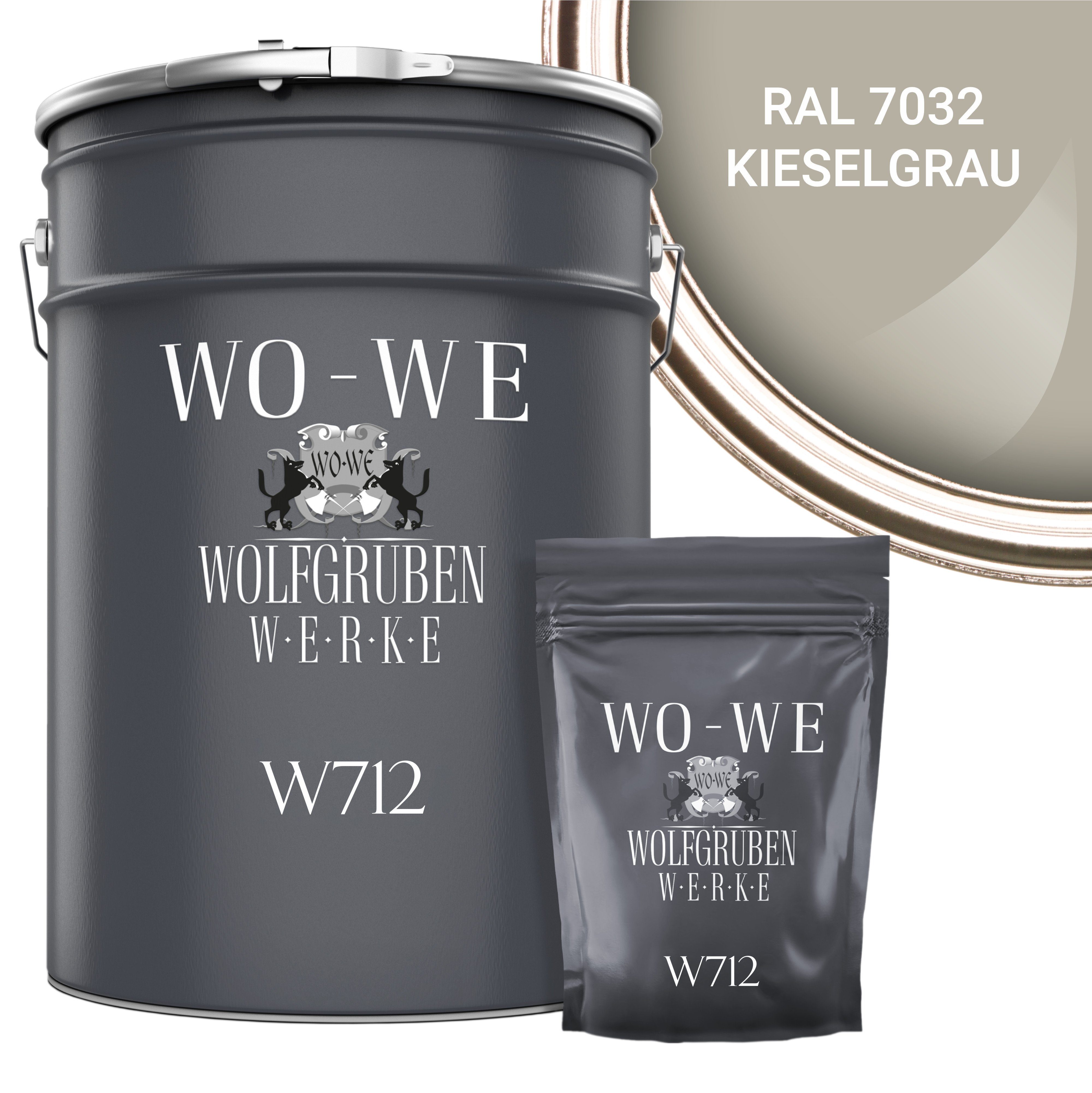 WO-WE Fliesenlack 2K Fliesenfarbe Fliesen Lack Bodenfliesen W712, 2,5-20Kg, Seidenglänzend, Epoxidharz RAL 7032 Kieselgrau