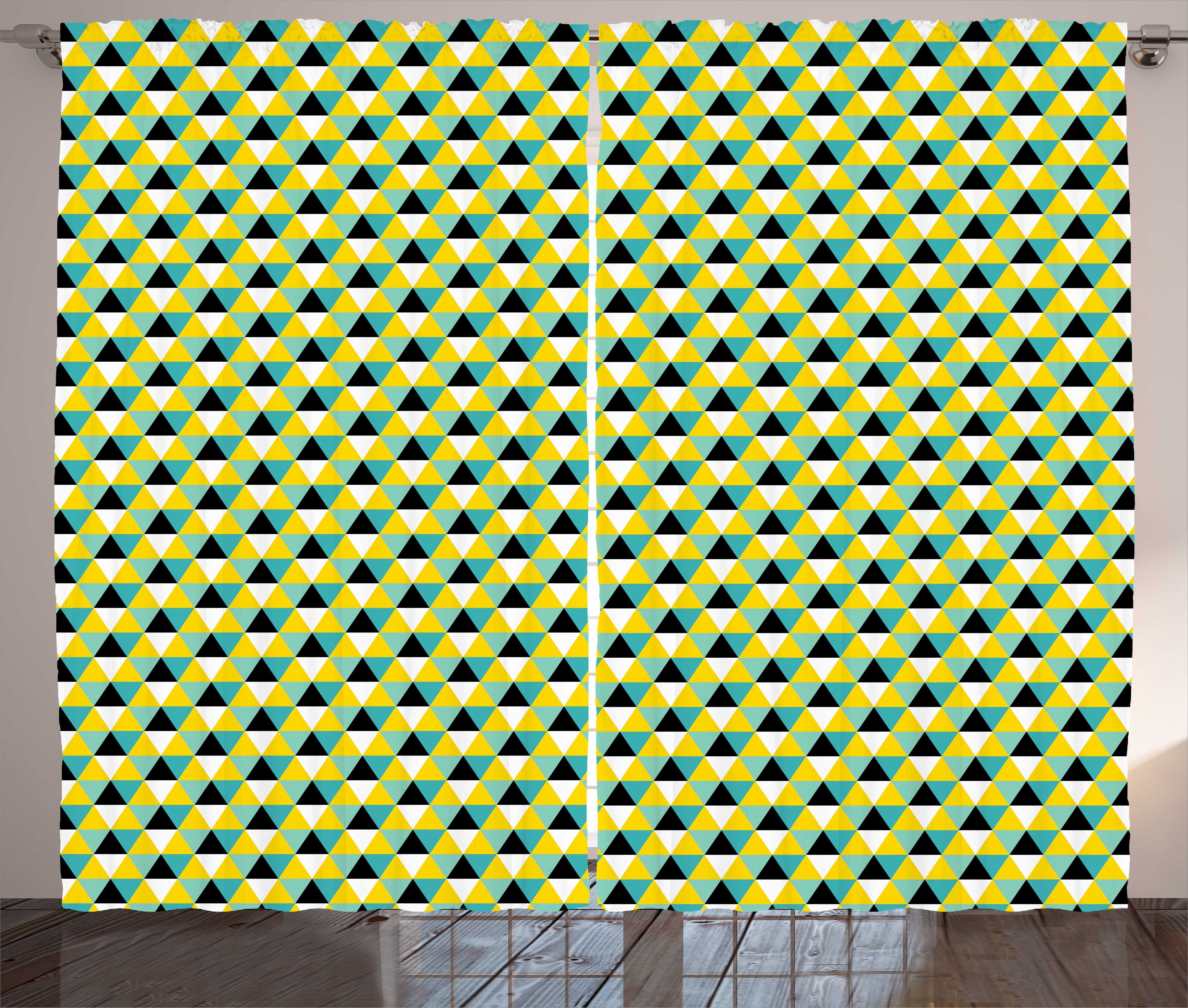 Abstract Triangle Kräuselband mit und Colored Gardine Geometrisch Abakuhaus, Vorhang Schlafzimmer Schlaufen Haken,