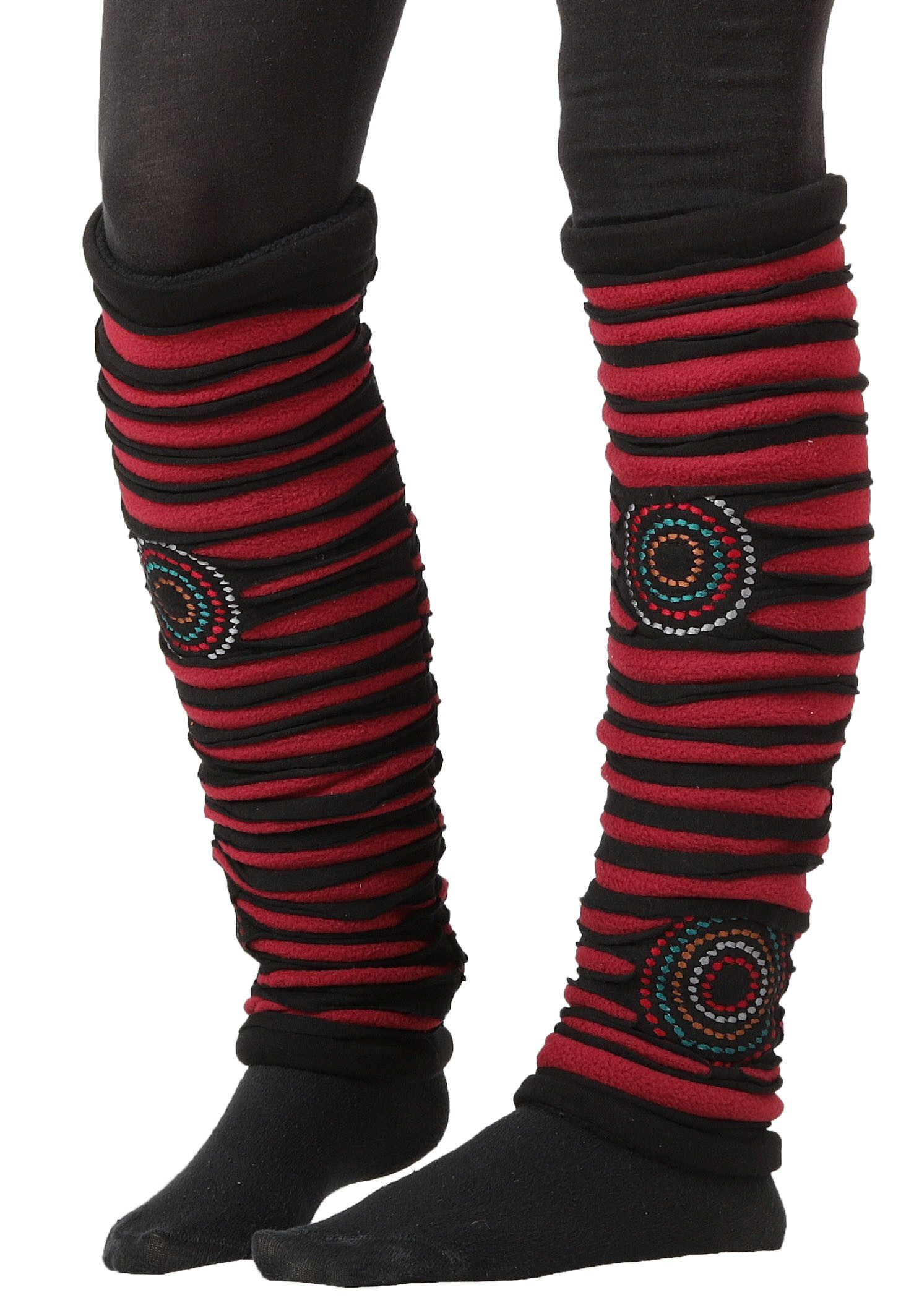 Beinstulpen Stulpen Beinstulpen Patchwork für Damen, Beinwärmer lw59 Rot