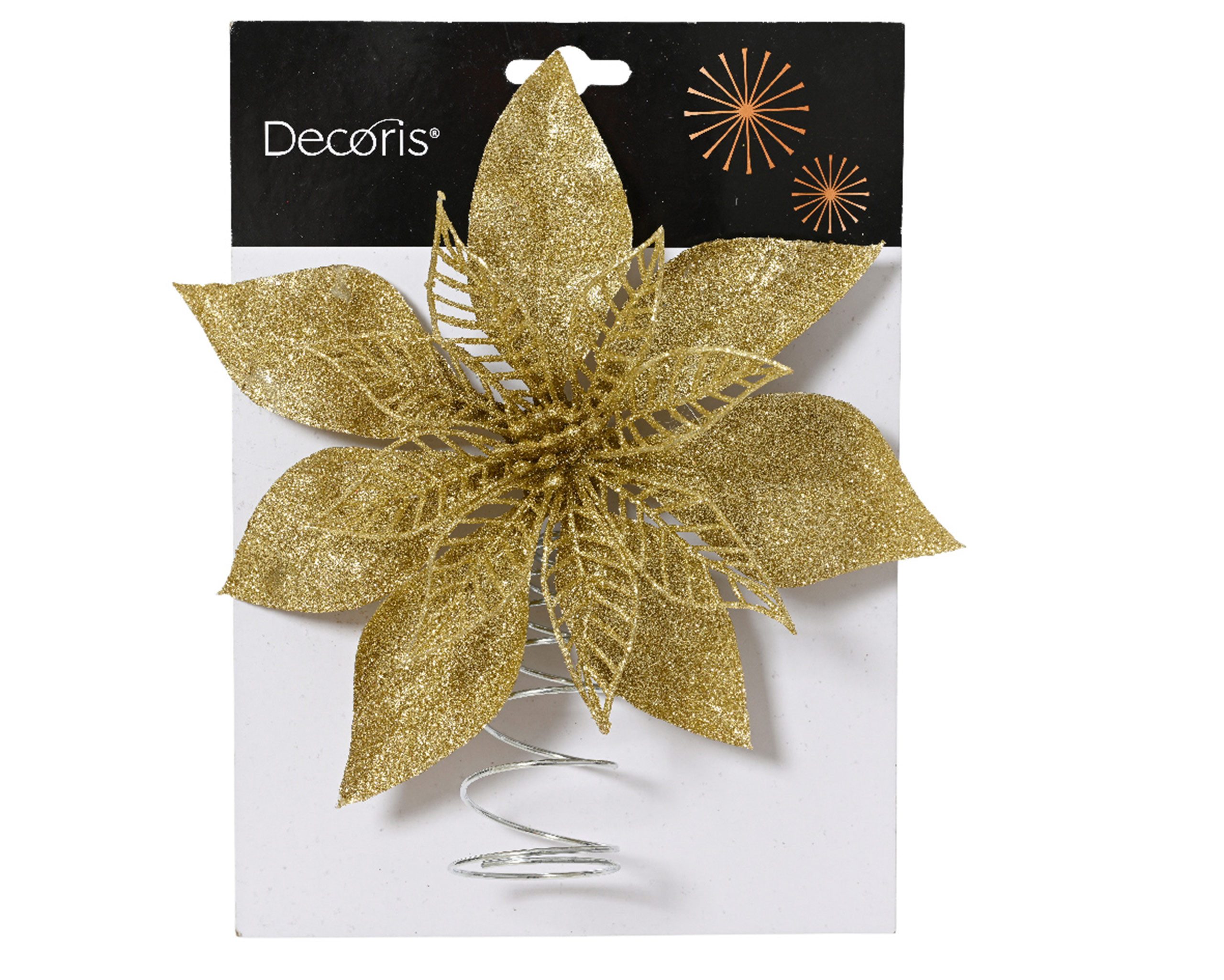 Kaemingk Christbaumspitze, Christbaumspitze Weihnachtsstern mit Glitzer 22cm Kunststoff Gold