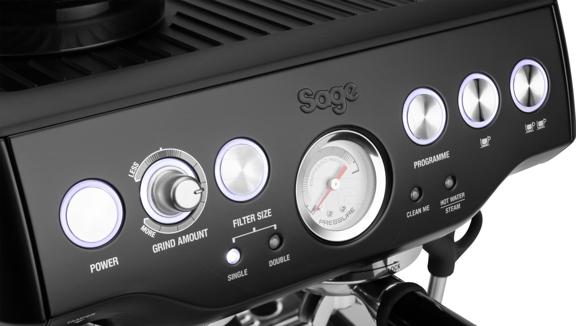 Sage Siebträgermaschine, Integriertes Kegelmahlwerk, Temperaturregelung, schnelle Aufheizzeit