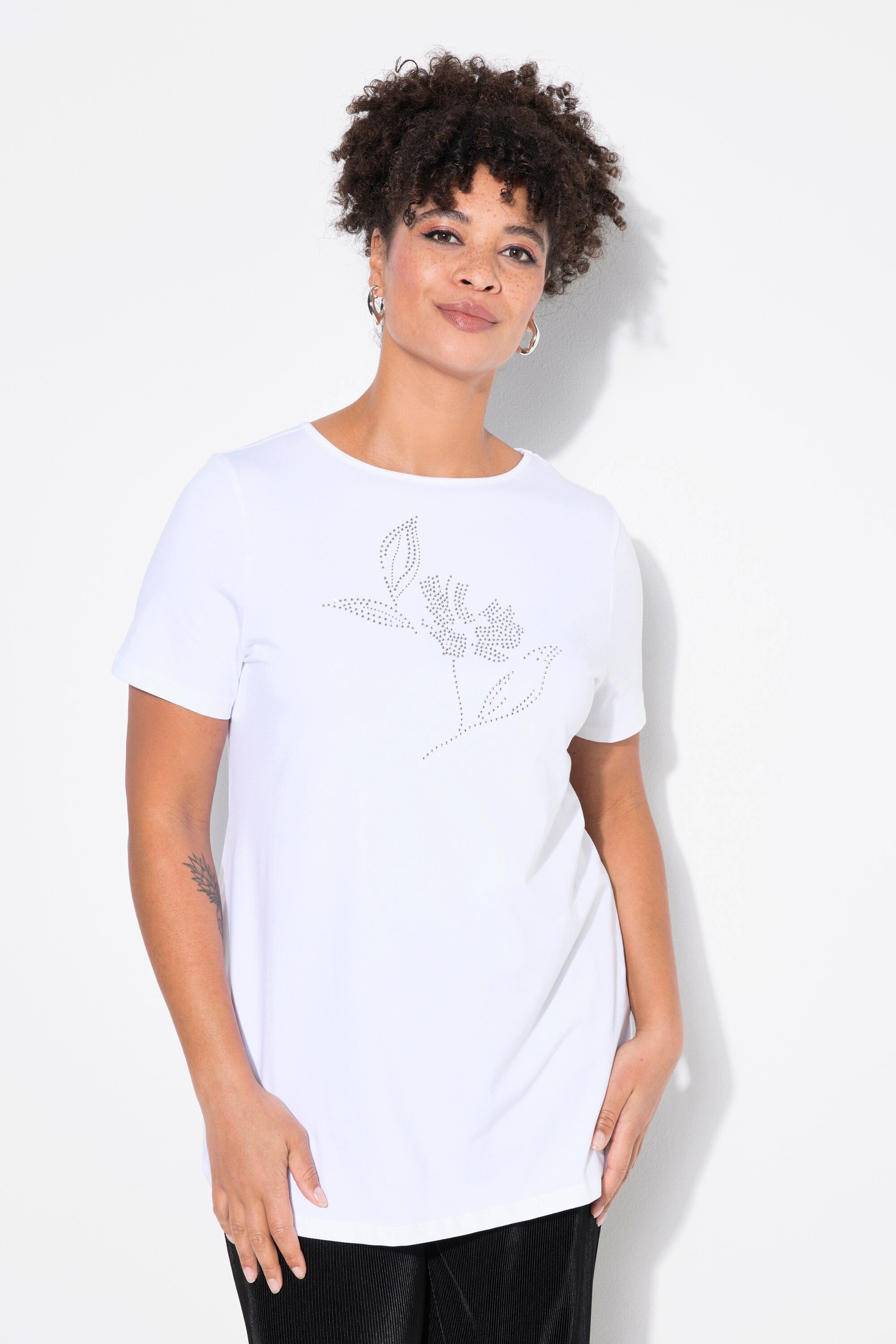 MIAMODA T-Shirt T-Shirt Ziersteinchen-Blume Halbarm günstig online kaufen