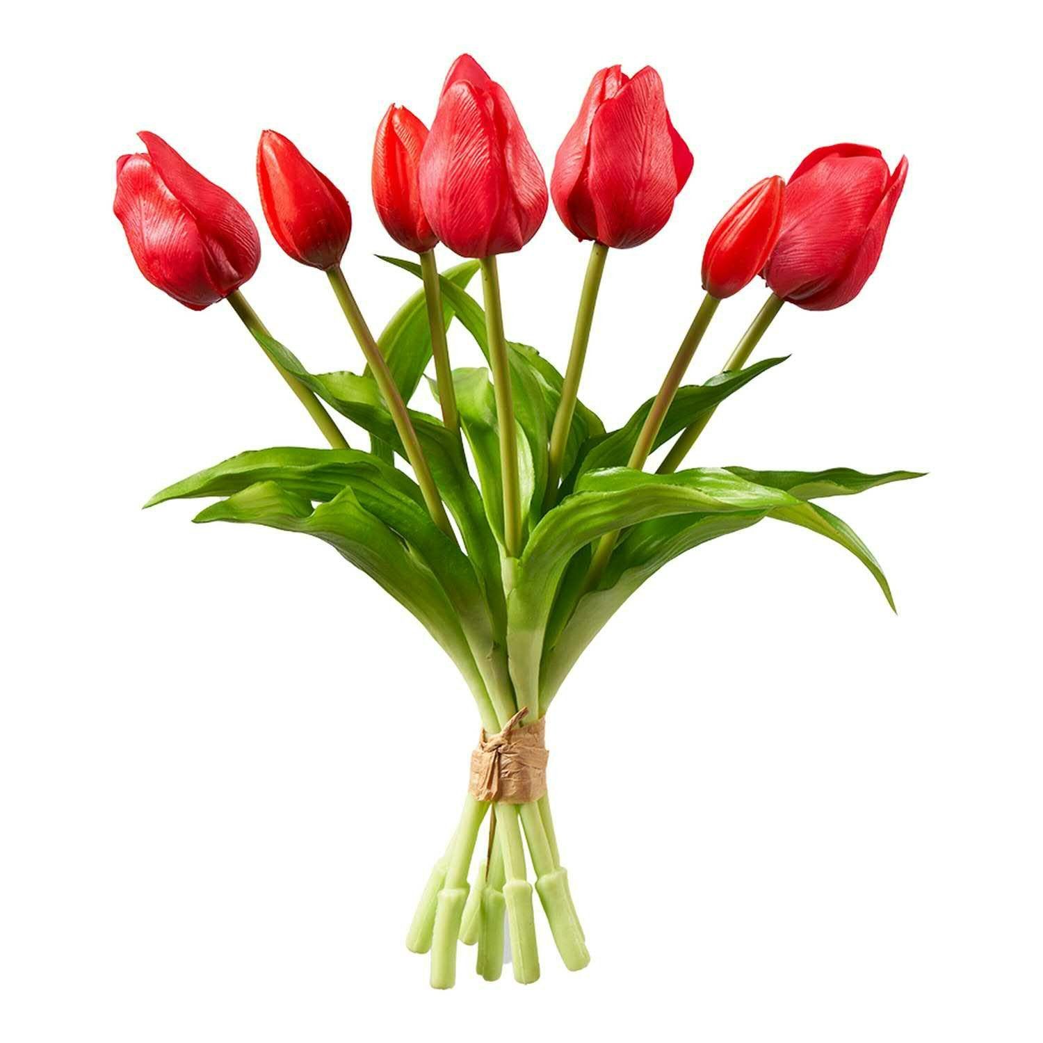 Florissima Touch, rot Tulpen Kunstblumenstrauß 30cm, real Tulpenbund