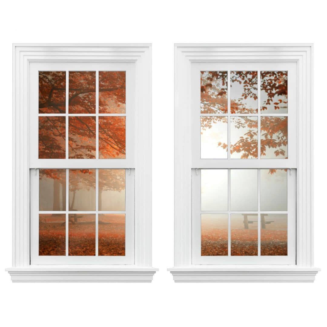 K&L Wall Art Wandtattoo 3D Wandtattoo Aufkleber Dingemans Natur Herbst Deko Bäume Fensterblick, Fenster Wandbild selbstklebend