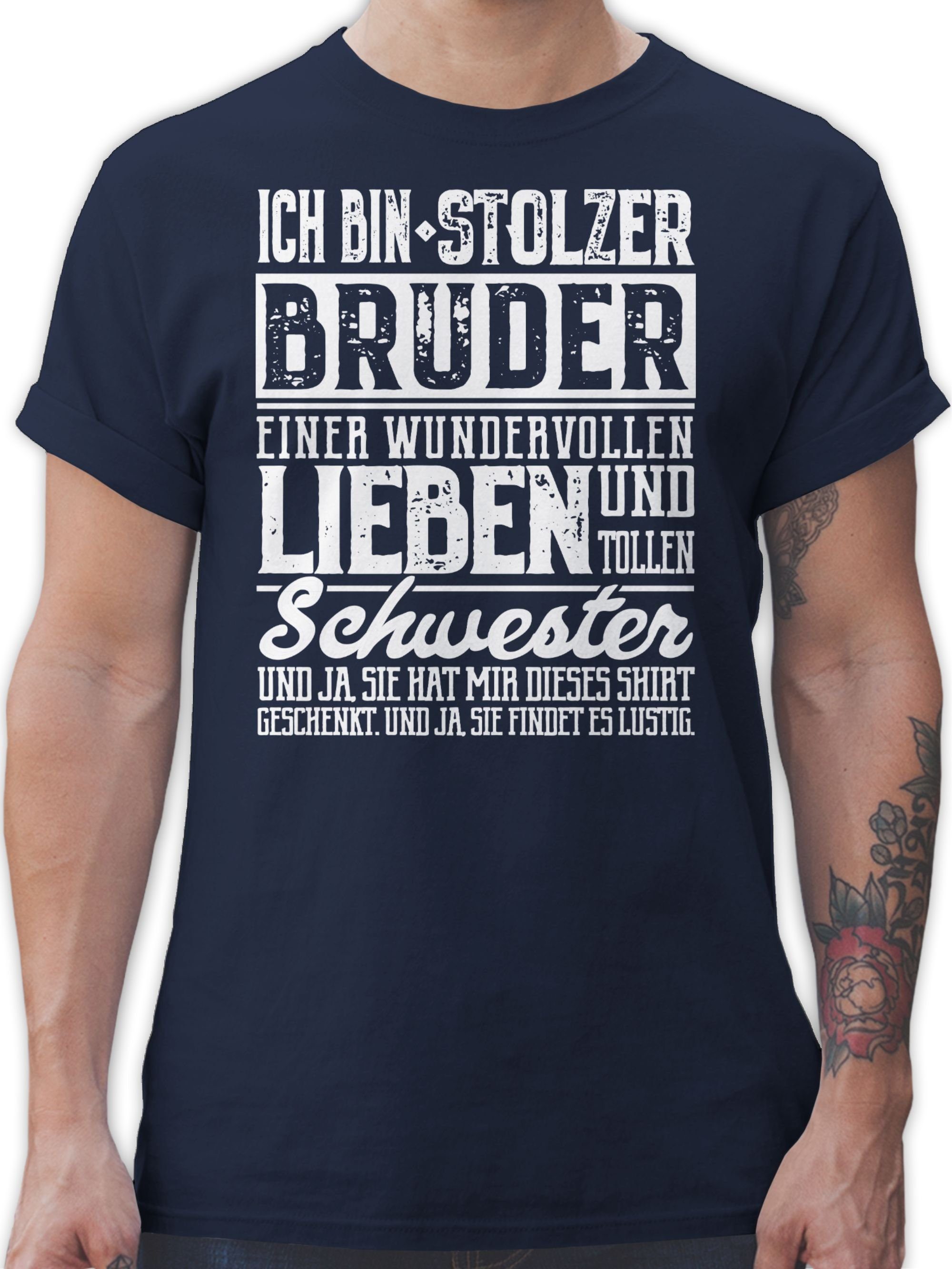 stolzer T-Shirt Shirtracer 02 bin Bruder Schwester Bruder einer Navy Ich wundervollen Blau tollen und