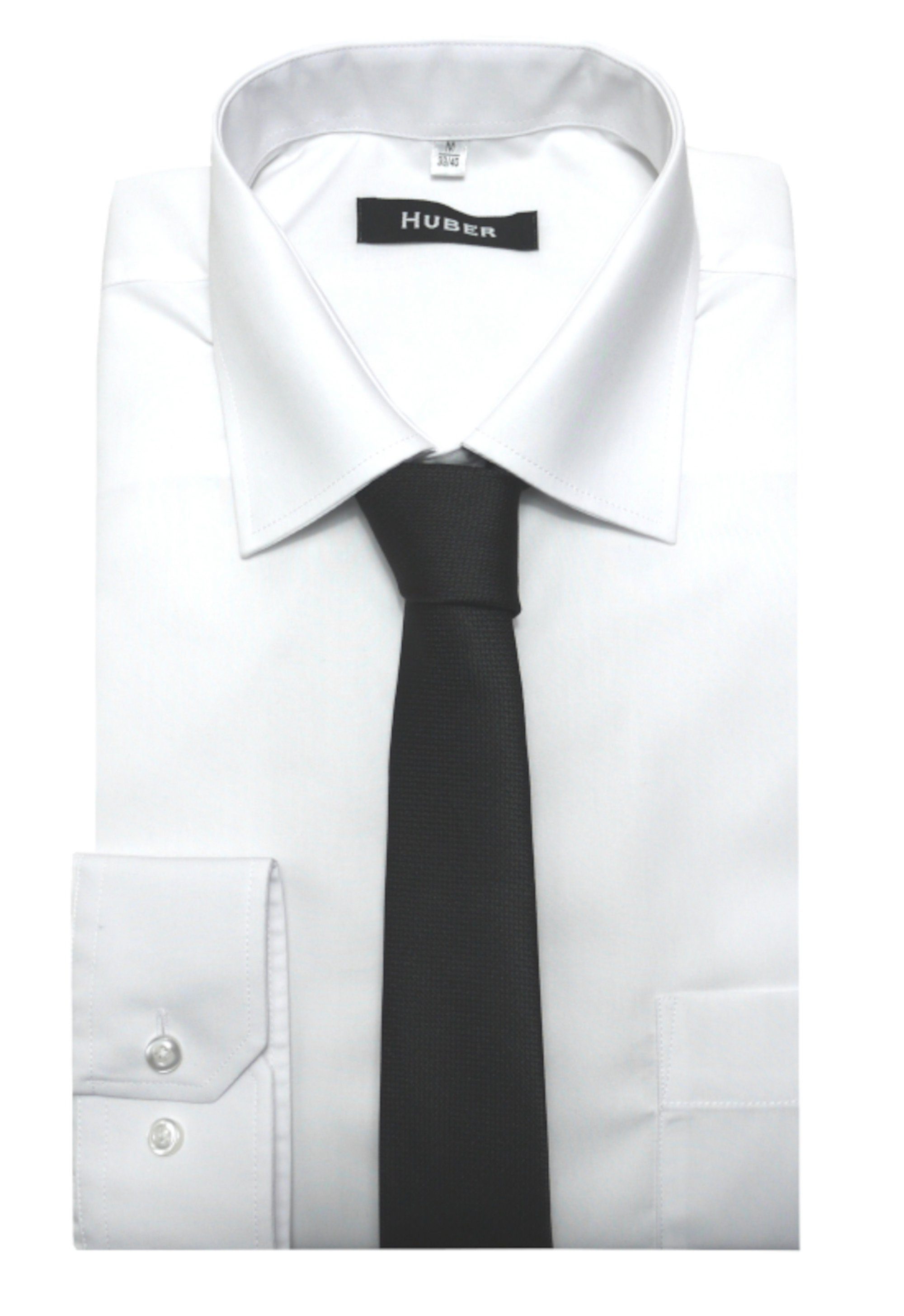Huber Сорочки Langarmhemd HU-5173 Regular Fit, mit Krawatte +Einstecktuch, Regular Fit-gerader Schnitt