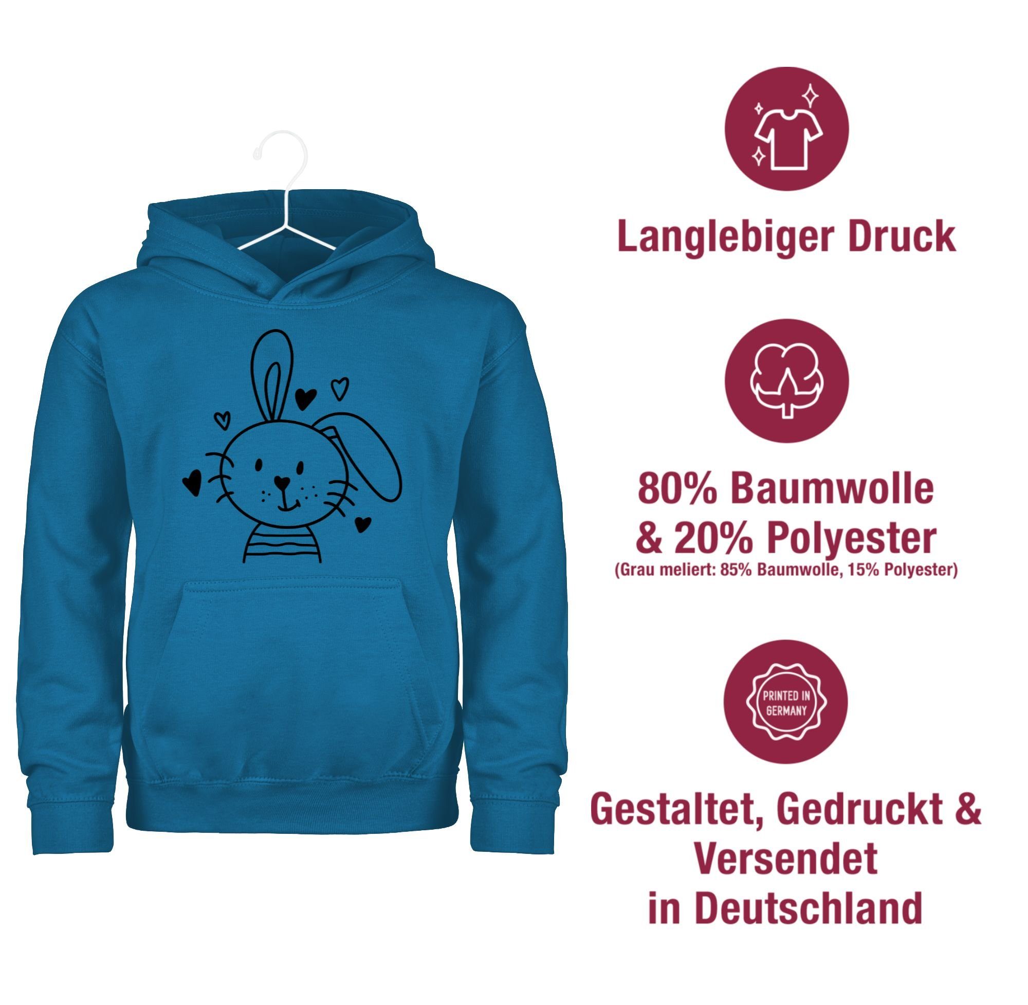 Shirtracer Hoodie Osterhase Himmelblau 3 Hasen Geschenk Ostern Schlappohr