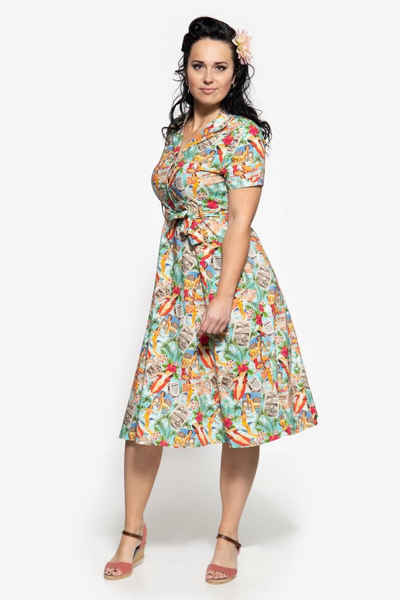 QueenKerosin Sommerkleid mit vintage Pin-Up Print