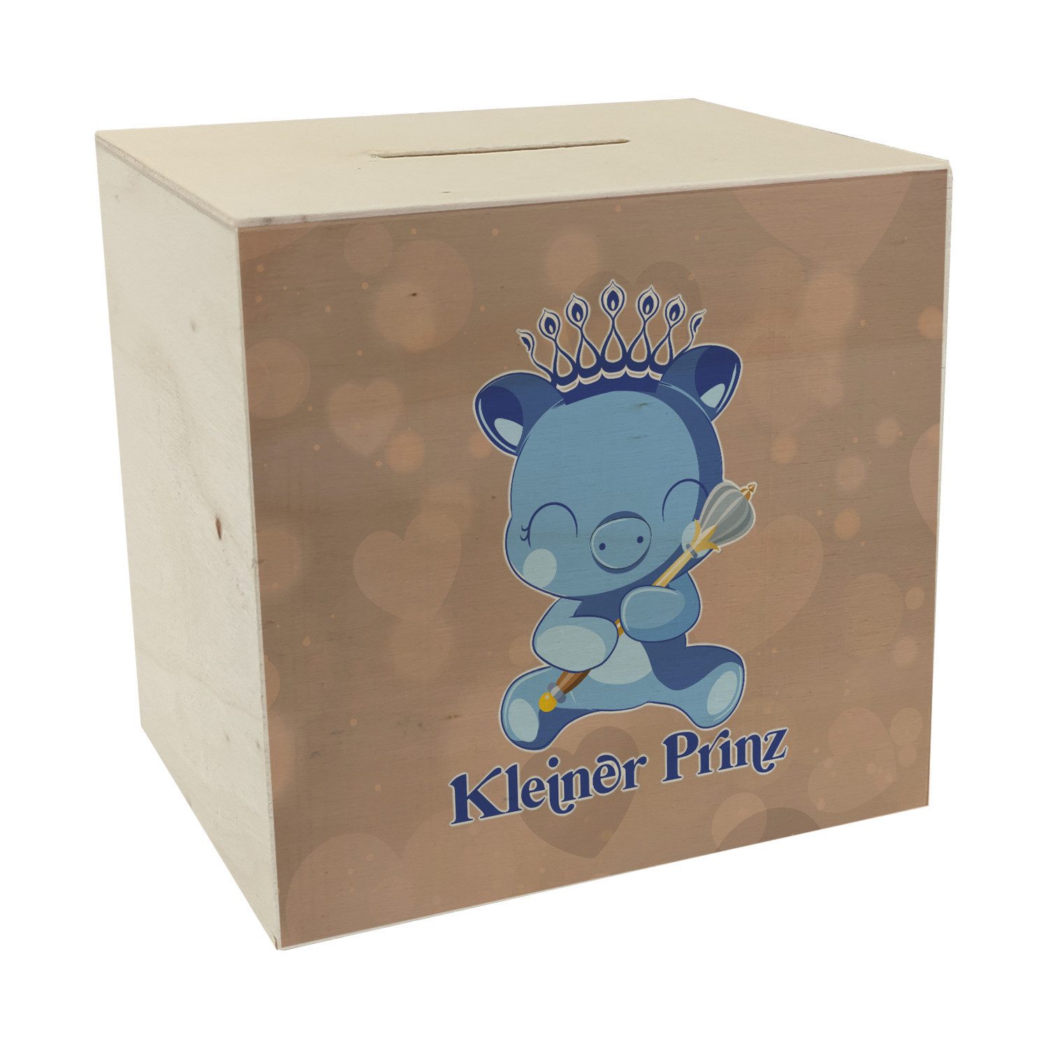 Spardose Kleiner Prinz Spardose aus Holz mit niedlichem Schweinchen