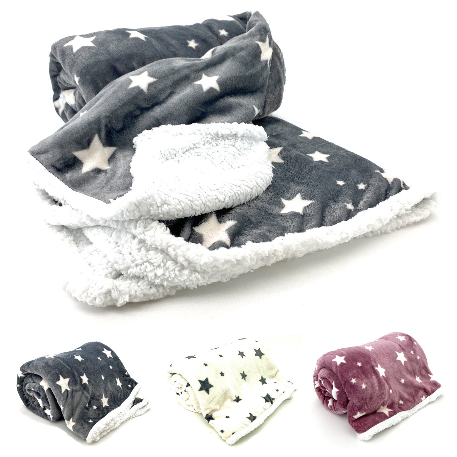 Wohndecke Soft Flanell Sterne Kuscheldecke mit günstig online kaufen