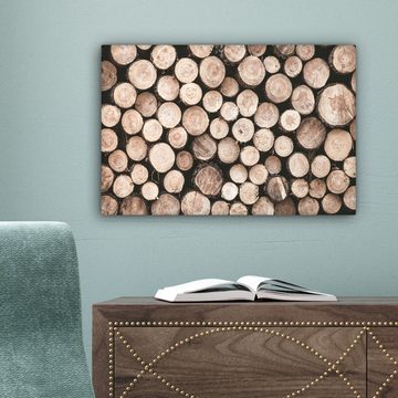 OneMillionCanvasses® Leinwandbild Baumstämme - Winter - Natur, Braun (1 St), Leinwand Bilder Klein, Wand Dekoration 30x20 cm