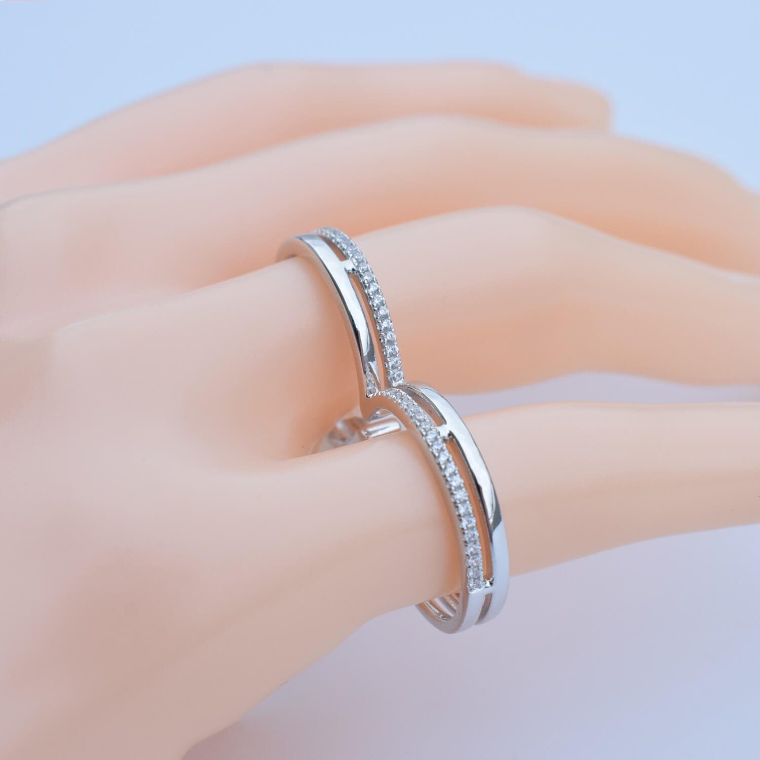 s.Oliver Silberring 925 Doppelring Zweifingerring Zirkonia