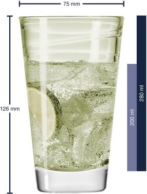 LEONARDO Glas Colori, Glas, veredelte mit lichtechter Hydroglasur, 280 ml, 6-teilig