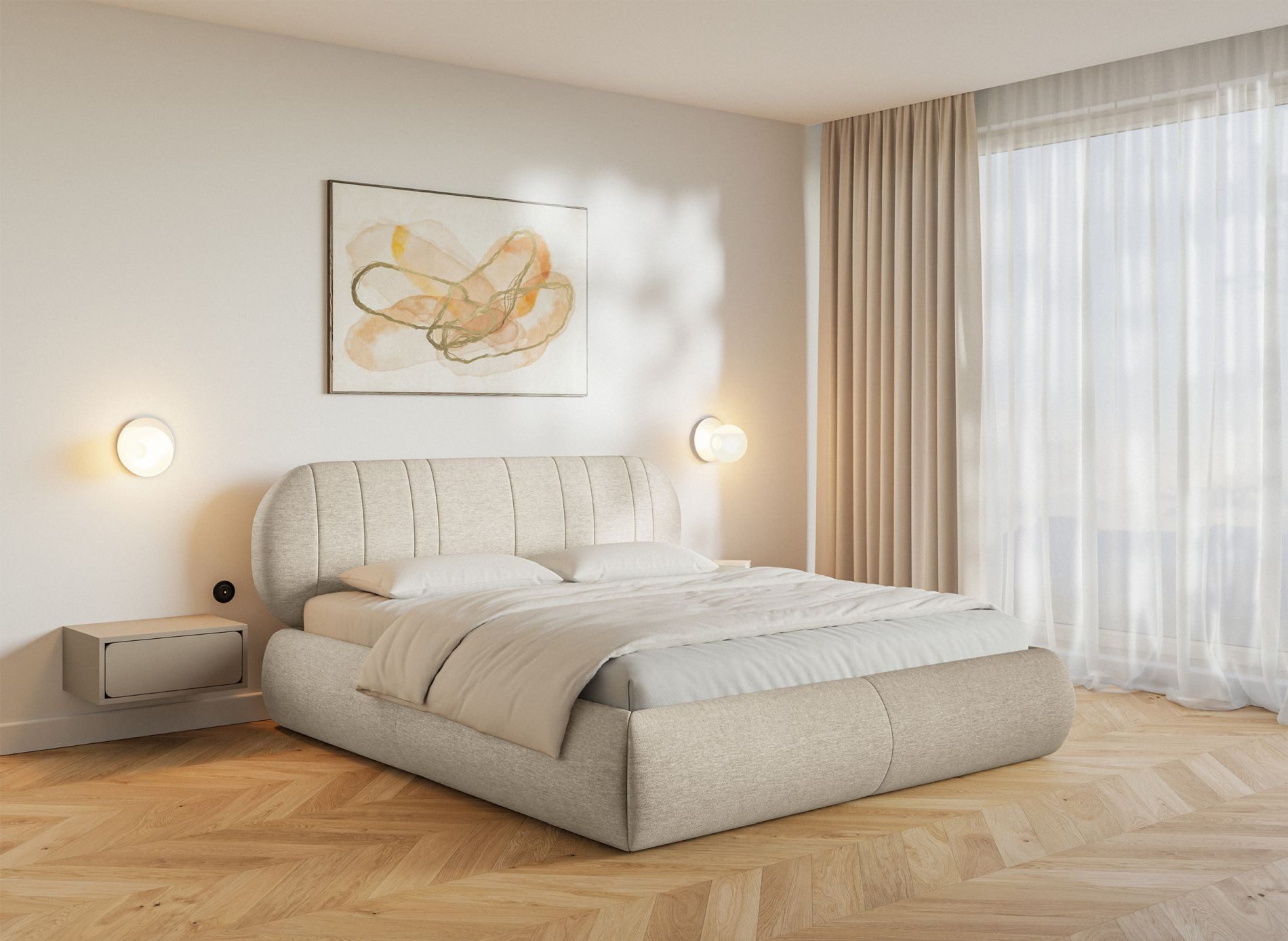 Selsey Polsterbett ASMELIO, Doppelbett mit Bettkasten, Lattenrost und Kopfteil