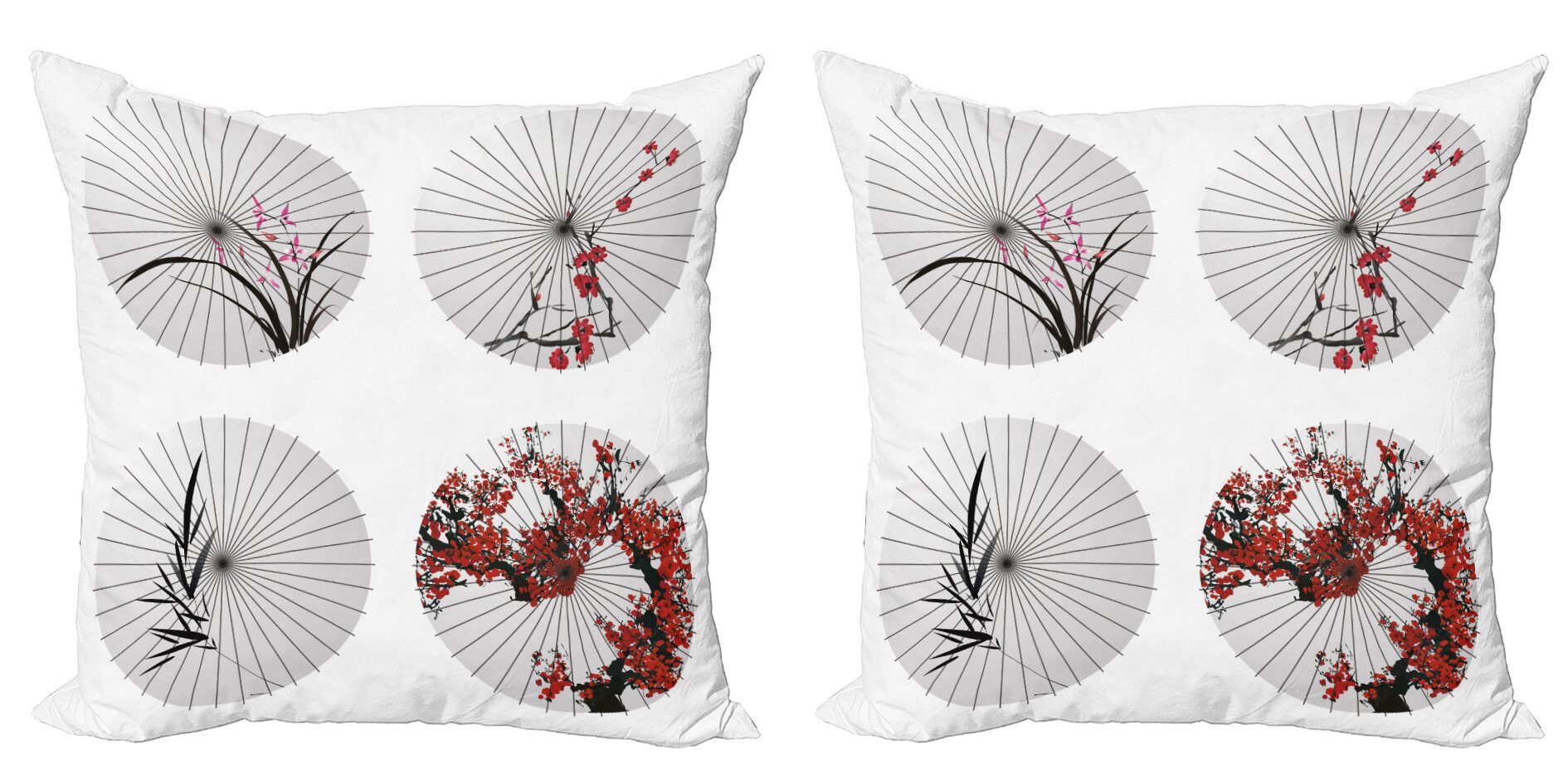 Kissenbezüge Modern Accent Doppelseitiger Digitaldruck, Abakuhaus (2 Stück), Stoff Blumenkunst auf Regenschirm