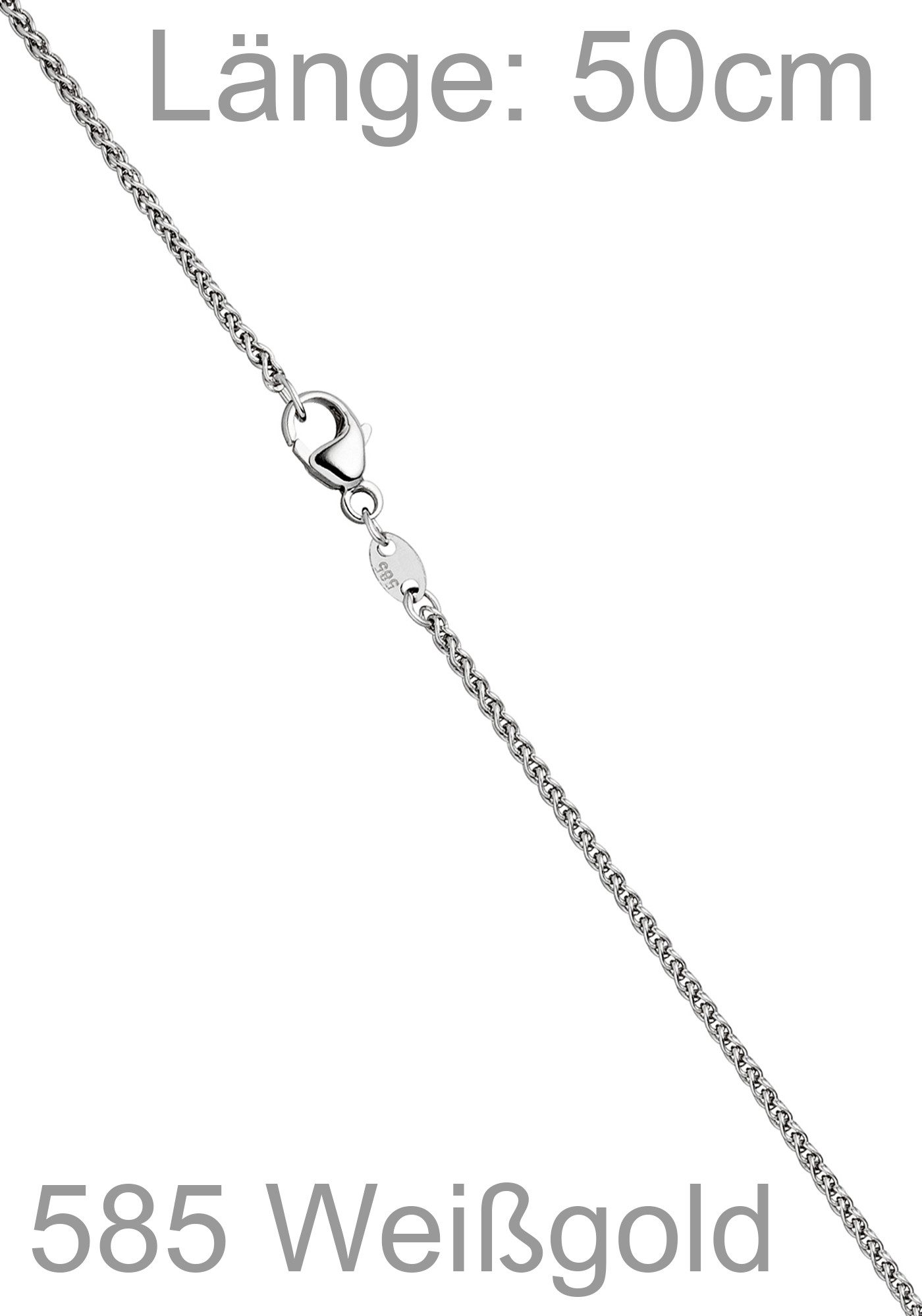 JOBO Kette ohne Anhänger Zopfkette, 585 Weißgold 1,8 mm 50 cm günstig online kaufen