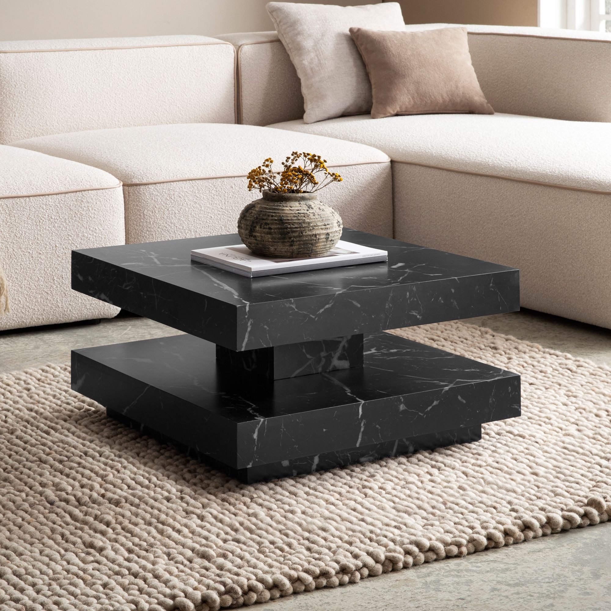 FINEBUY Couchtisch FB59753 60 cm Wohnzimmertisch Sofatisch Quadratisch Klei günstig online kaufen