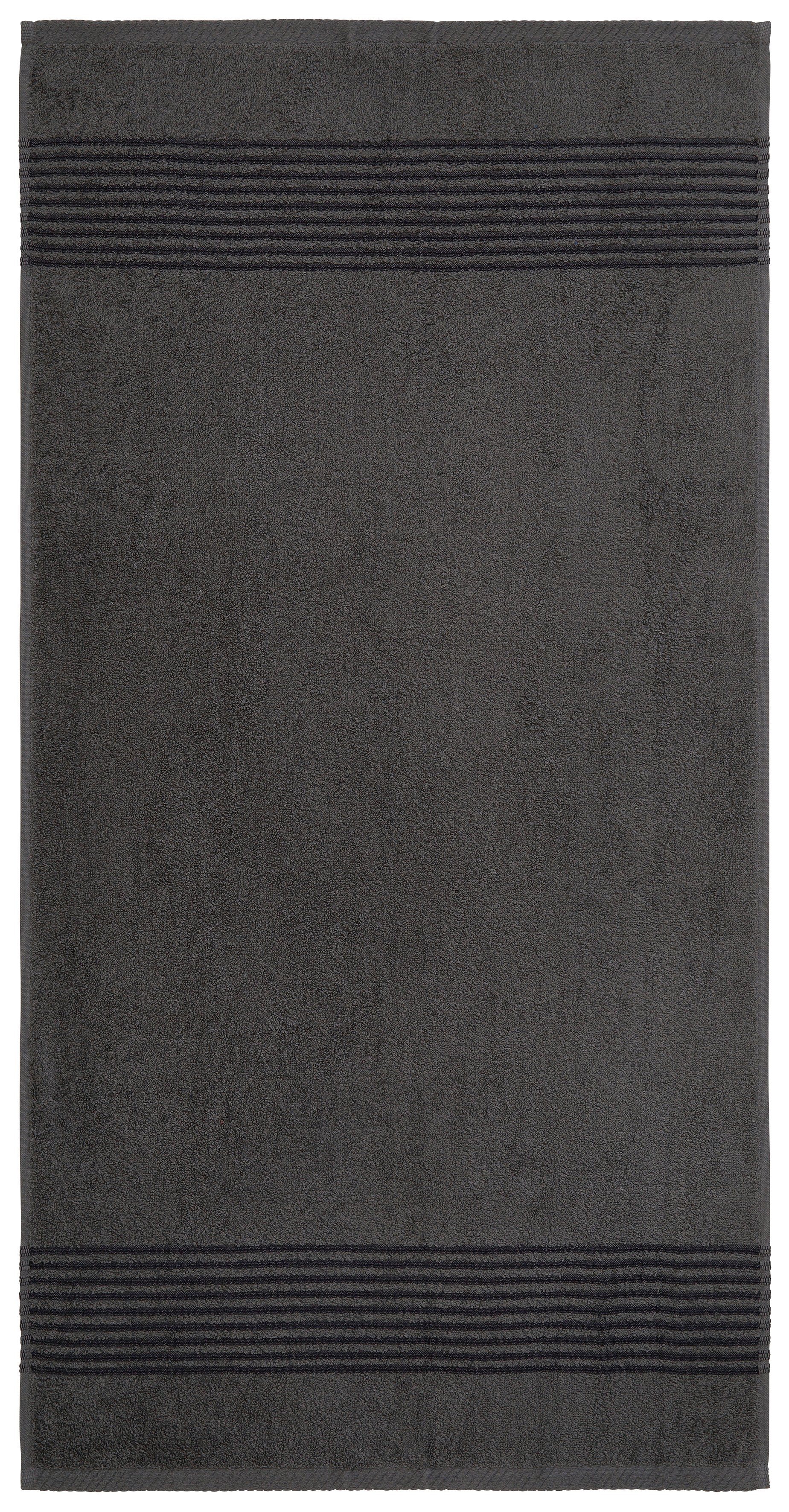 Bruno Banani Handtuch Set Baumwolle (Set, Handtücher Set schwarz/anthrazit Walkfrottee, Jassen, aus teiliges 6 6-tlg), 100% Bordüre, gestreifter mit