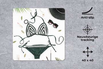MuchoWow Gaming Mauspad Bikini - Schwarz - Weiß (1-St), Mousepad mit Rutschfester Unterseite, Gaming, 40x40 cm, XXL, Großes