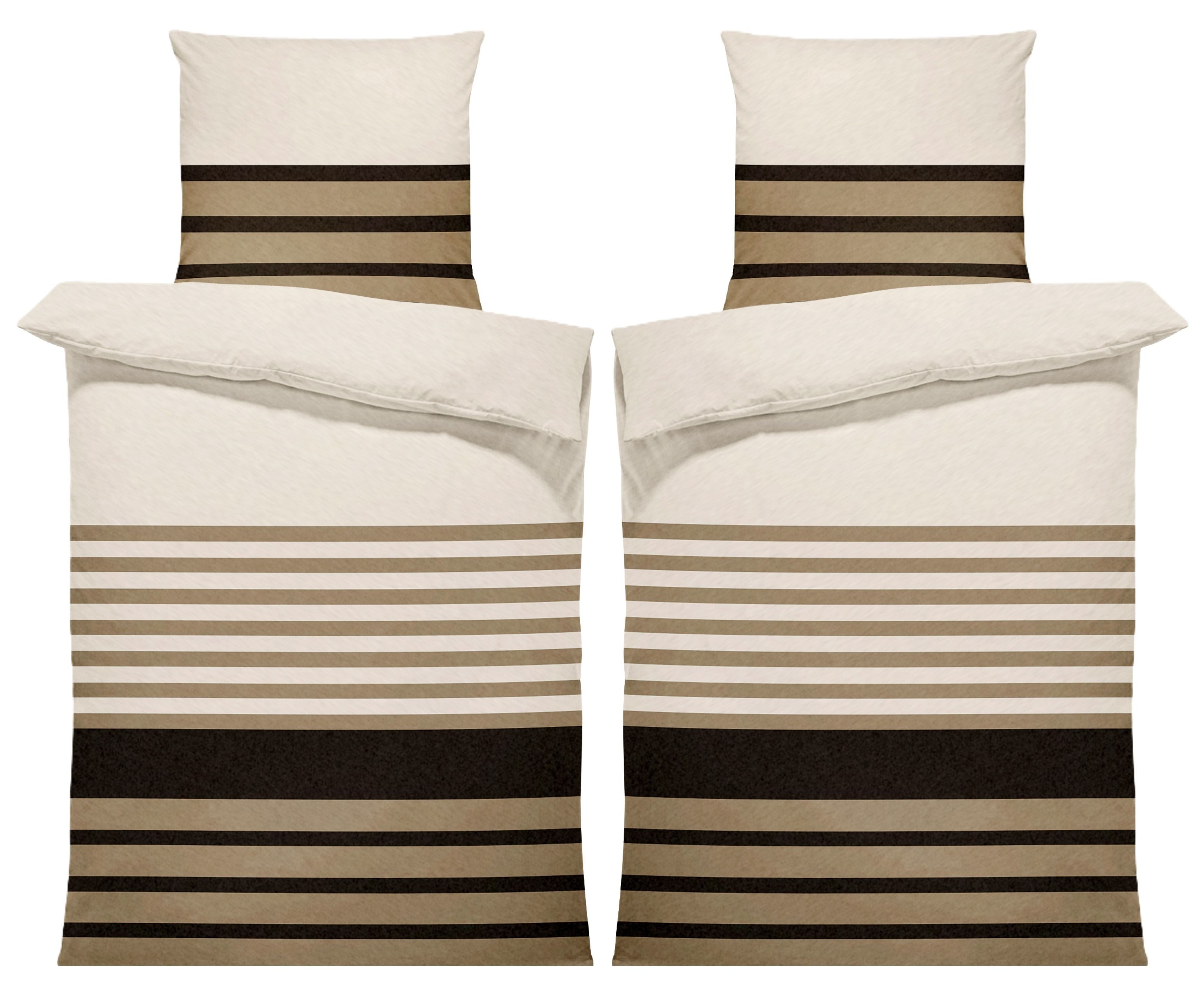 One Home Bettwäsche Viga, Fleece, 4 teilig, Streifen Gestreift Modern, kuschelig flauschig warm weich Winter