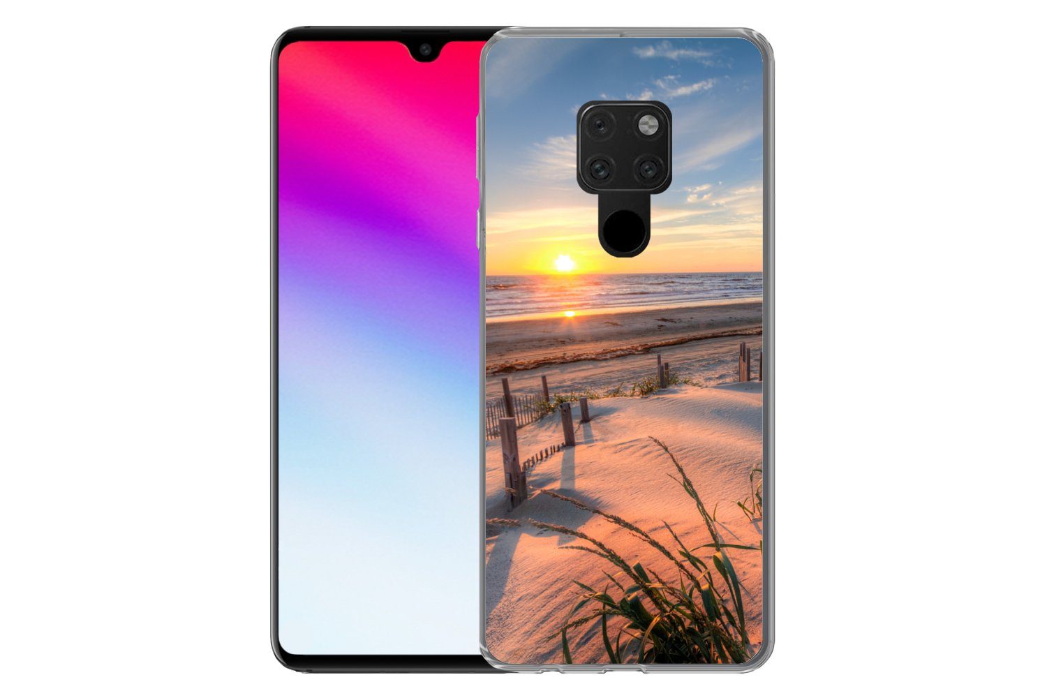 MuchoWow Handyhülle für Huawei P40 Lite Strand - Meer - Düne - Sonnenuntergang - Landschaf, Handy Case, Silikon, Bumper Case Dünn