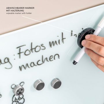 bremermann Magnettafel Magnettafel mit weißer Glasfront, 6 Magnete und 1 Marker