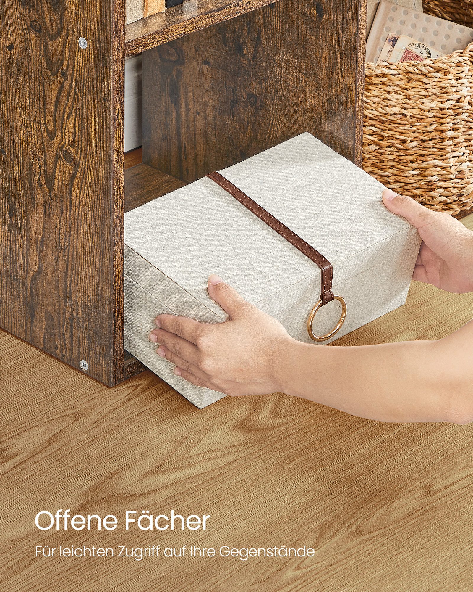 VASAGLE Bücherregal Standregal, mit 10 Fächern, skandinavischer Stil