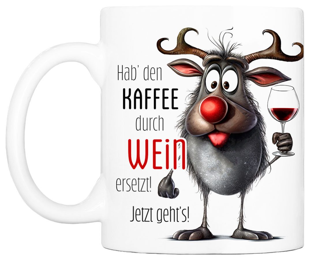 Cadouri Tasse mit Spruch KAFFEE ERSETZEN Kaffeetasse Büro Arbeit, Geschenk, Keramik, Kaffeebecher, Geschenkidee Arbeitskollege, lustig, Humor, 330 ml
