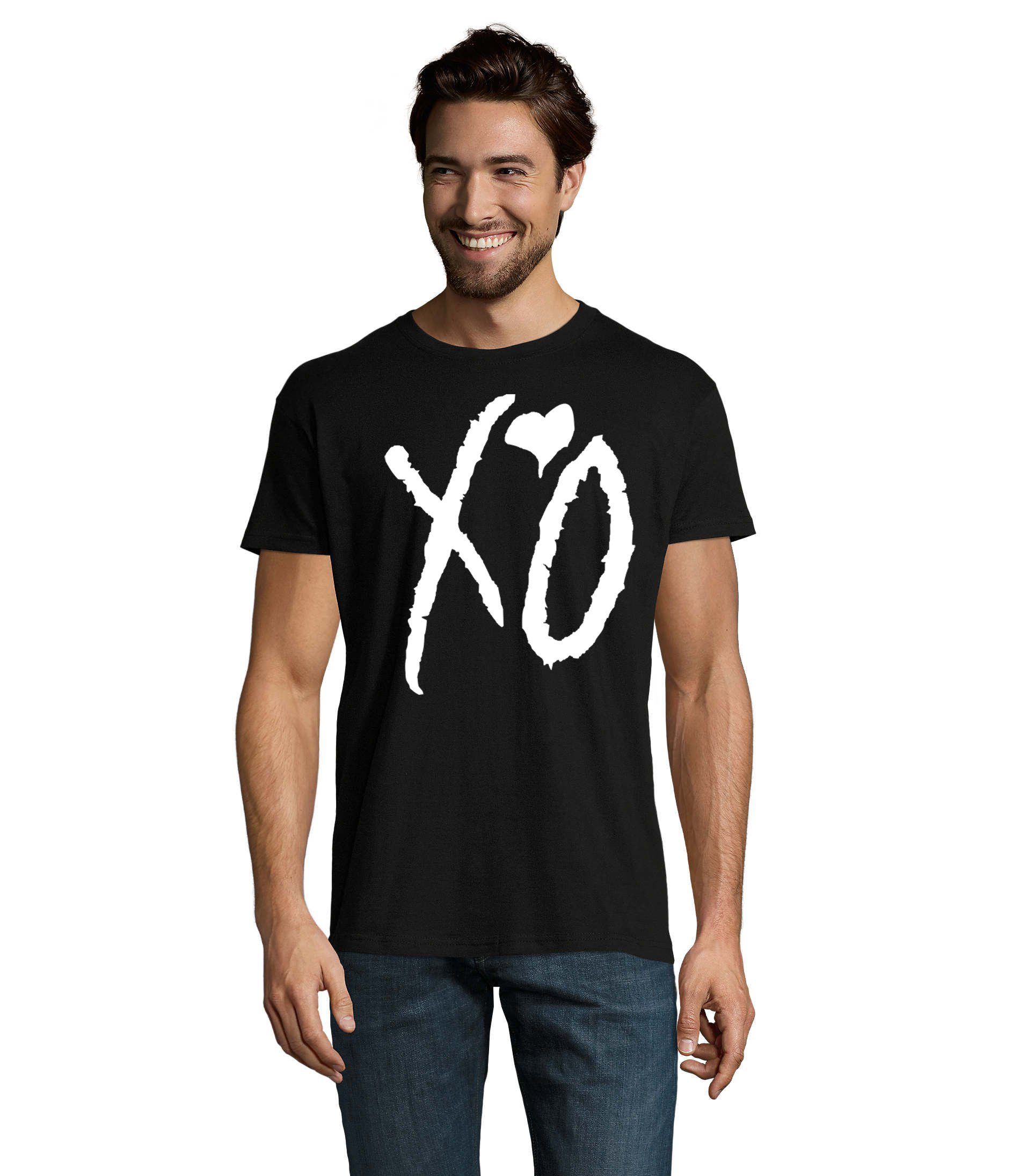 Blondie & Brownie XO Hugs Musik Weeknd Starboy Fan T-Shirt Schwarz Herren Kisses Festival