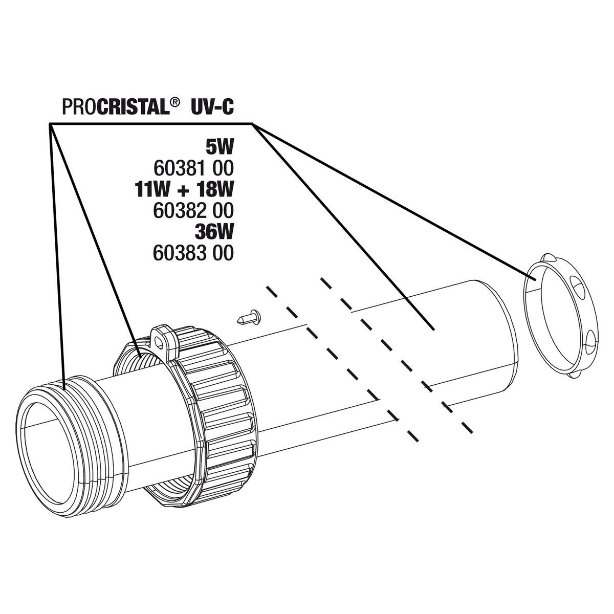 JBL GmbH & Co. KG УФ-осветлители Ersatzteil PC UV-C Quarzglas Set 11 / 18 W