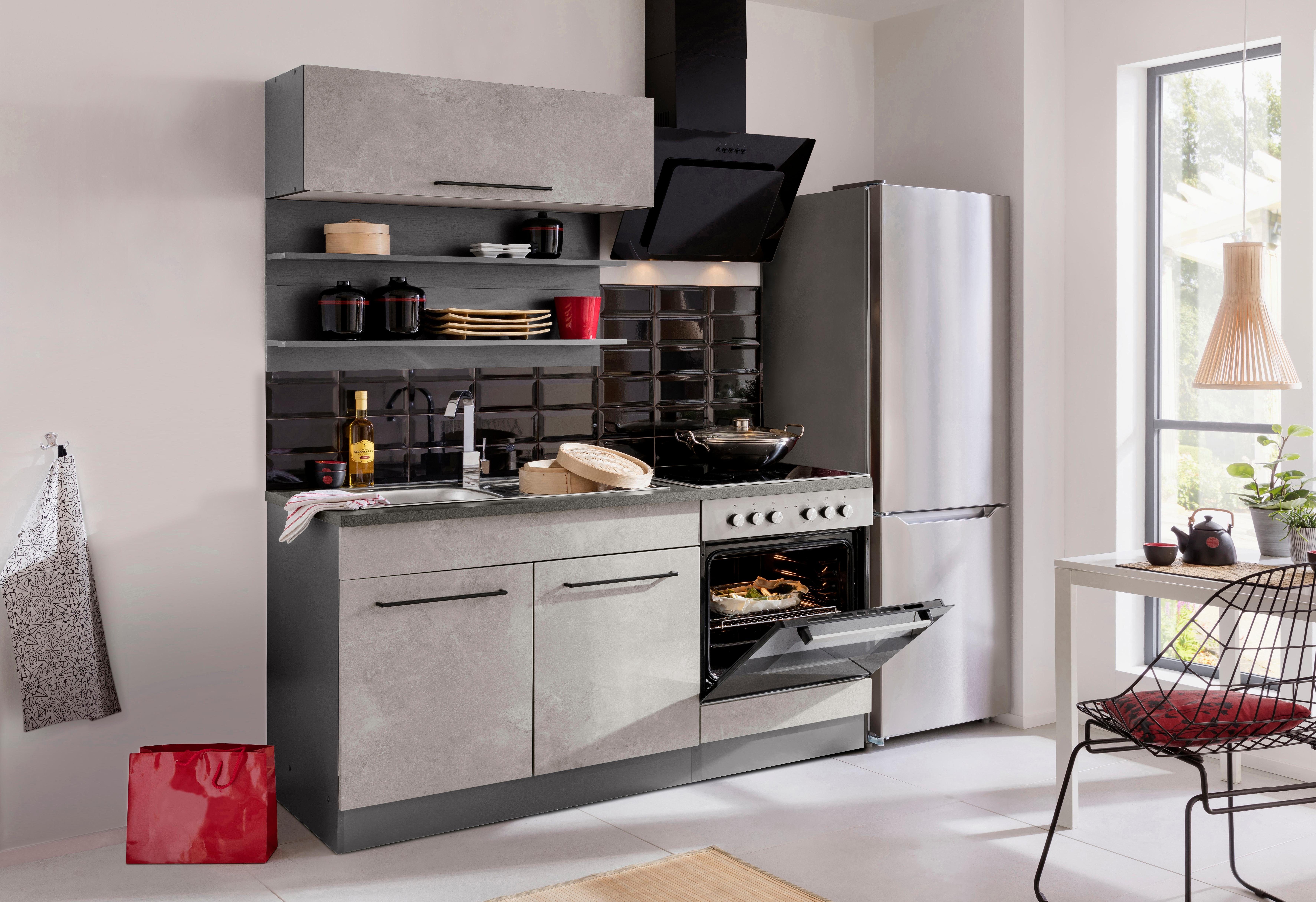 KOCHSTATION Küchenzeile KS-Tulsa, mit E-Geräten, Breite 160 cm, schwarze Me günstig online kaufen