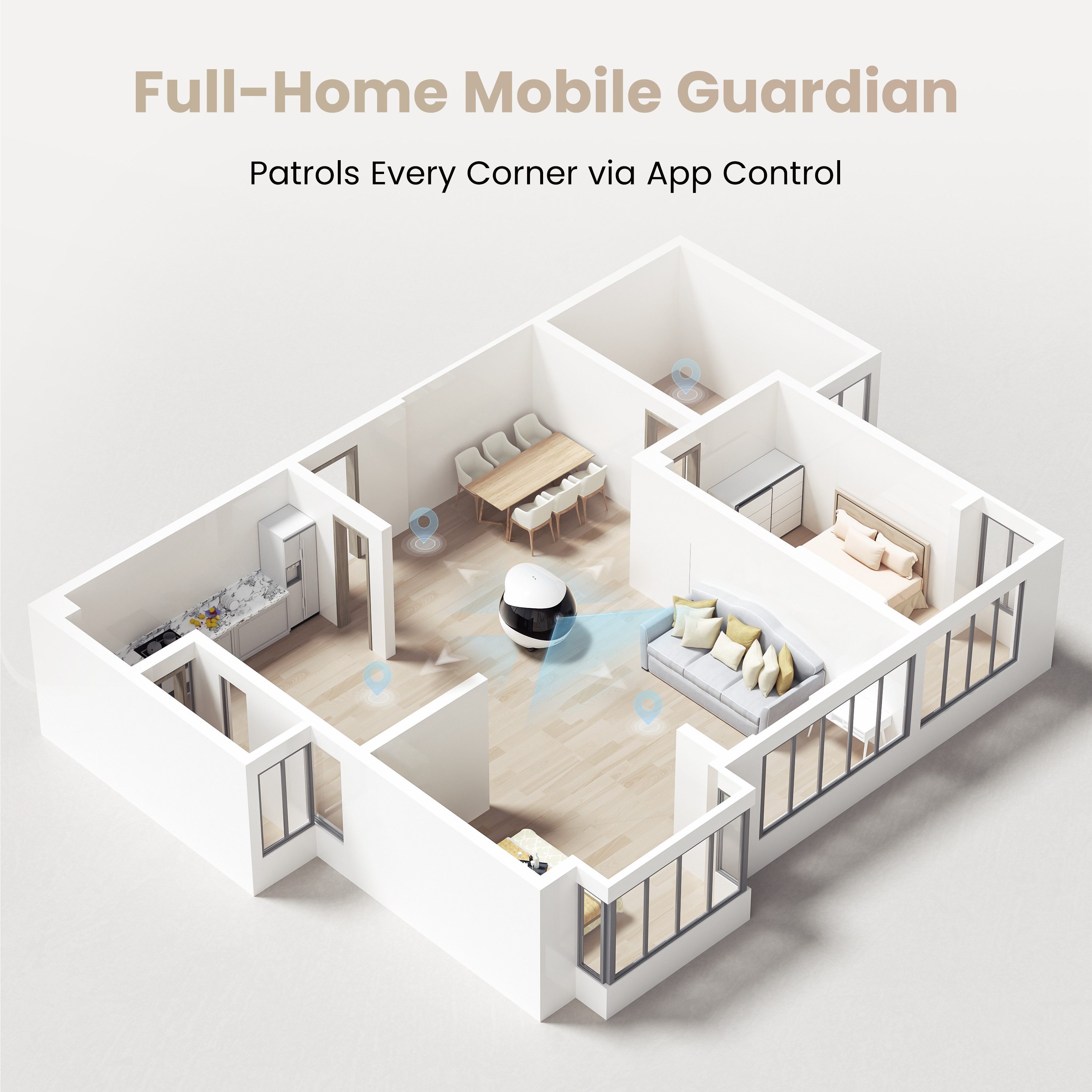 Thumbnail - Enabot Smart Home Kamera EBO Air 2: KI‑Begleitroboter mit HD‑Video, Interaktion & Auto‑Tracking (Innenraum)