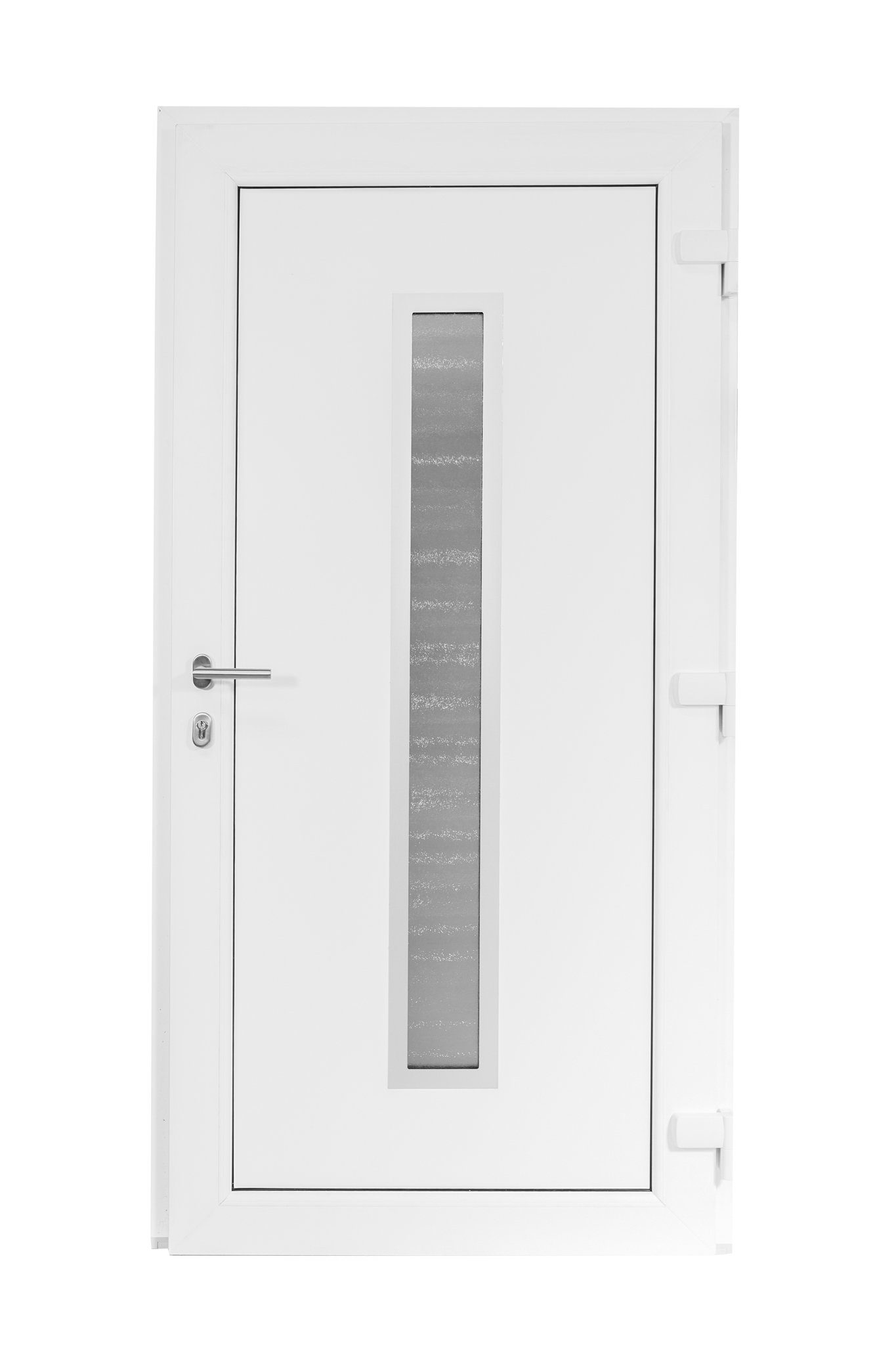 SN Deco Haustür Serena mit Edelstahlstoßgriff/Türknopf, 980x2000 mm, Thermisch getrennte Alu-Bodenschwelle sowie Wetterschenkel