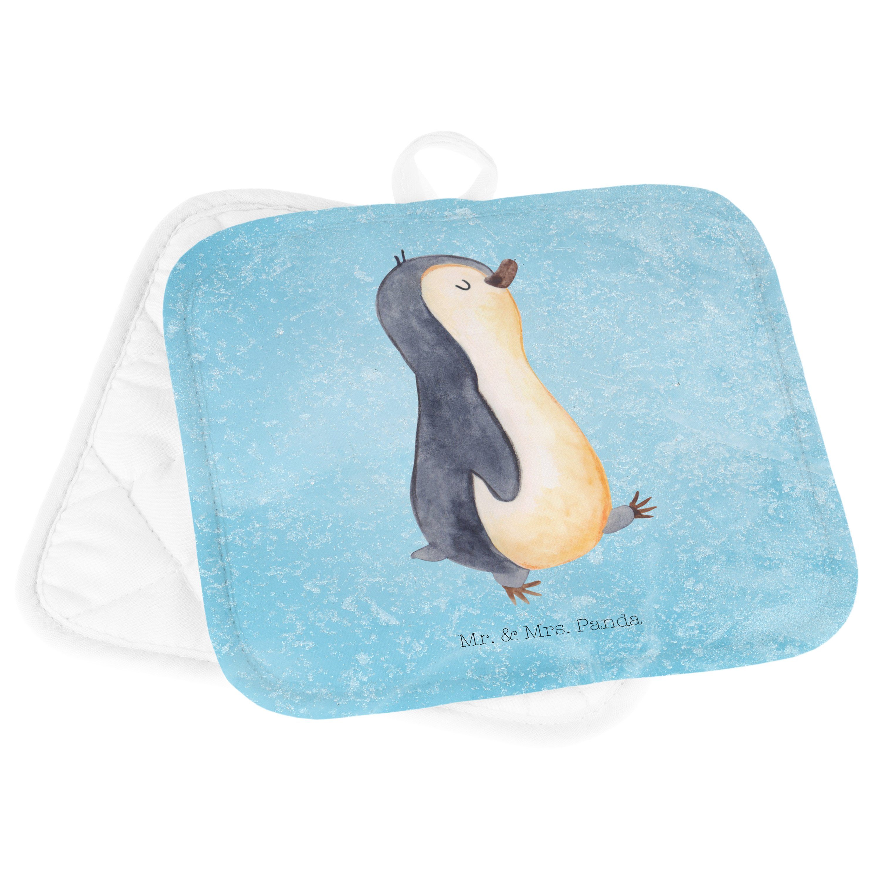 Pinguin - Langschläfer, Topflappen Mrs. & Panda Mr. (1-tlg) Geschenk, Eisblau - marschierend Ofenhandschu,