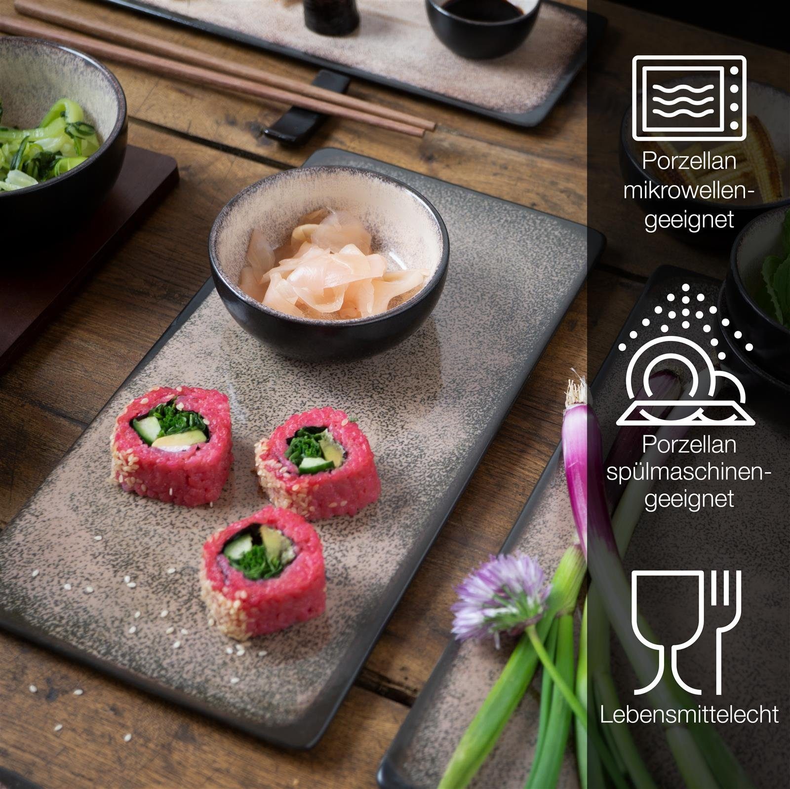 Moritz & Moritz Sushiteller VIDA Sushi Set Beige, (29 St), für 4 Personen - 29 Teile