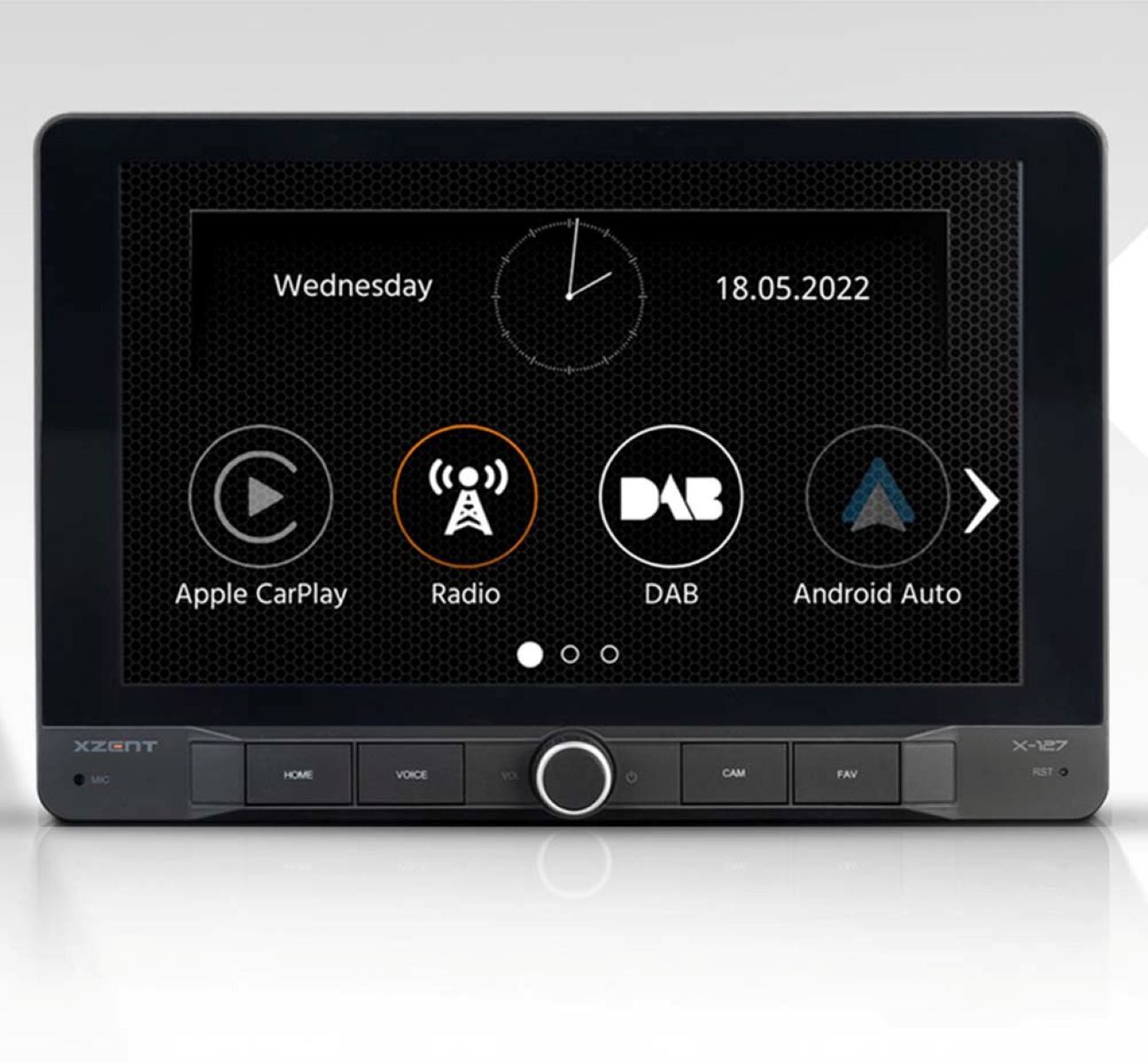 Xzent X-127 1-Din 9" Infotainer mit CarPlay und GAA Autoradio (RDS, AM/FM Radio, Animiertes Display, Freisprecheinrichtung, 1 DIN)