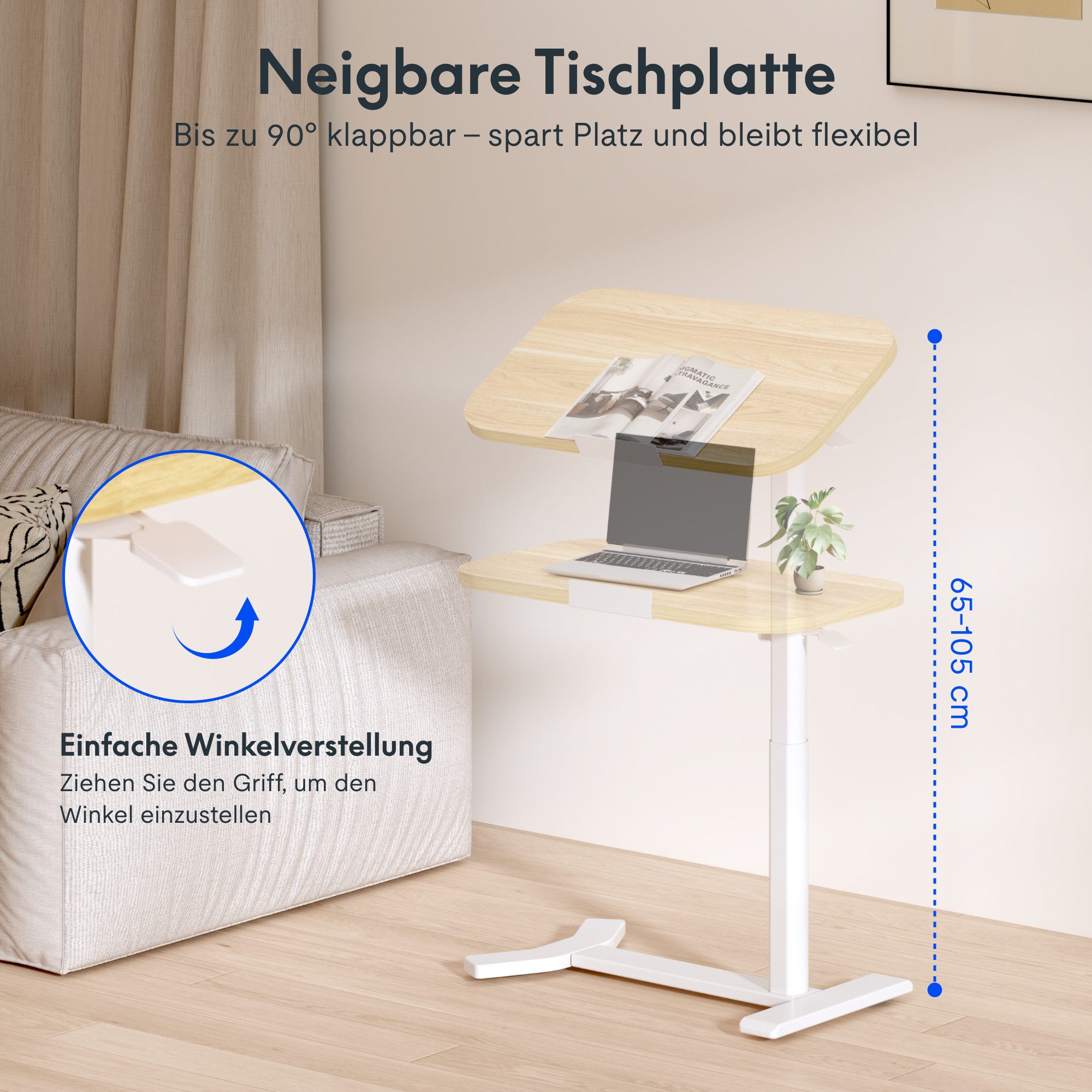 FLEXISPOT Beistelltisch Höhenverstellbar Betttisch mit neigbarer Tischplatt günstig online kaufen