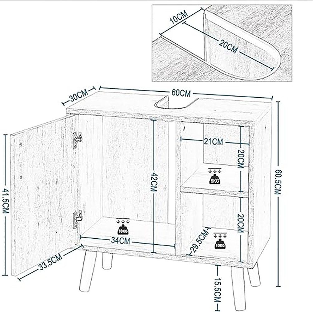 EUGAD Badmöbel-Set, (3-St), Badschrank mit 2 Spiegeln, Beistellschrank mit 4 Schubladen