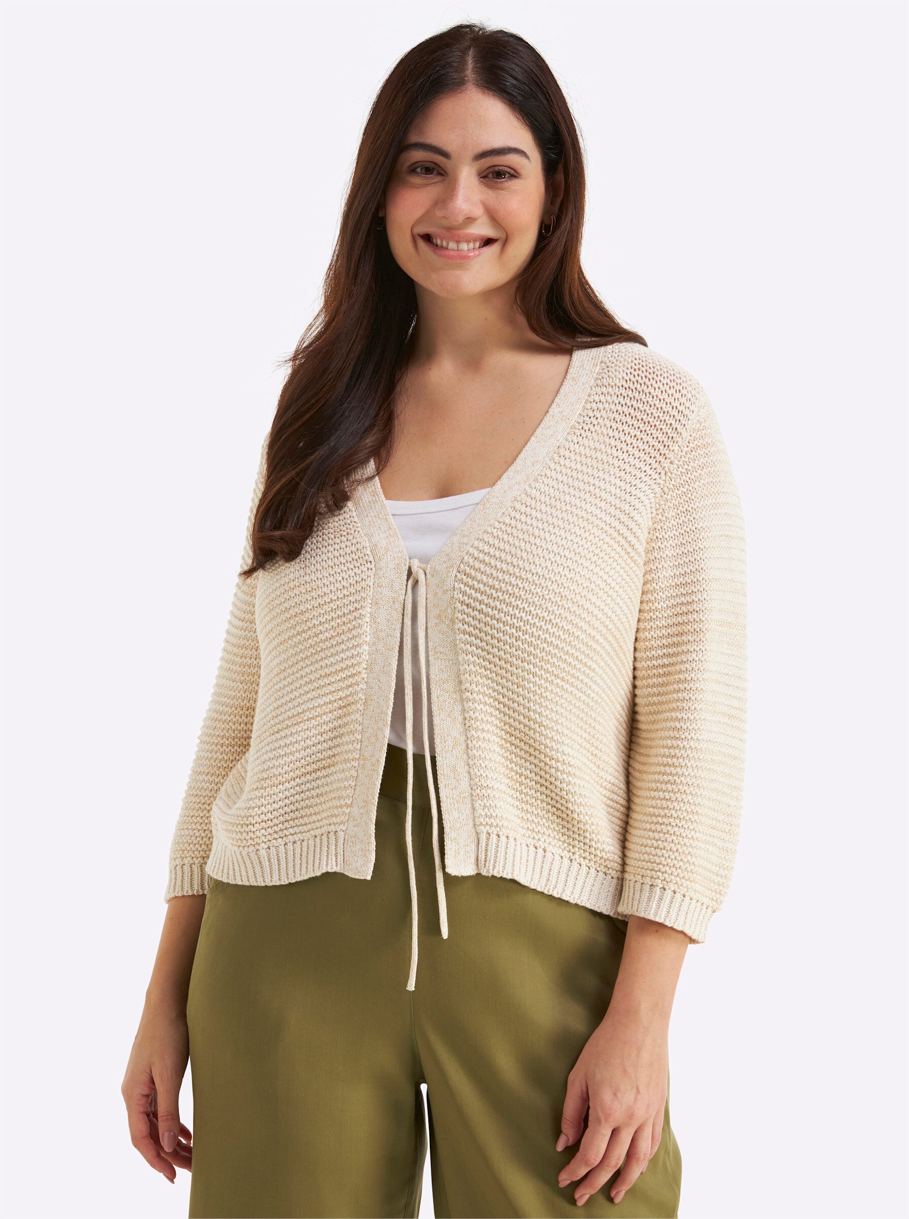 Sheego Strickjacke Strickjacke 3/4-Arm