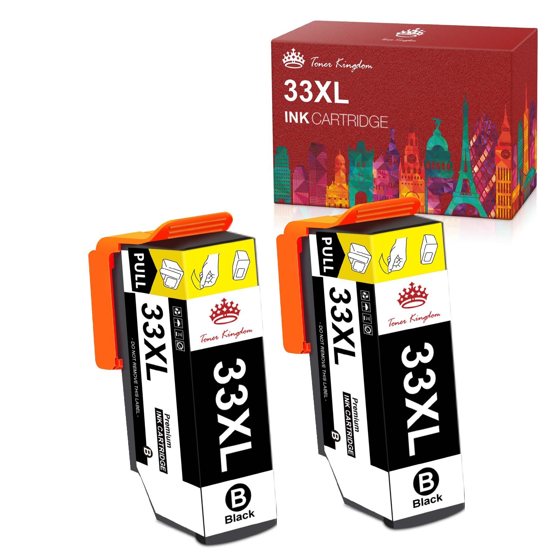Toner Kingdom für 33XL XP830 XP640 XP530 EPSON 33 XL 2*T3351BK XP645 Tintenpatrone
