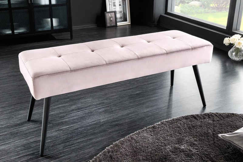riess-ambiente Sitzbank BOUTIQUE 100cm rosa / schwarz (Einzelartikel, 1-St), Wohnzimmer · Samt · Metall · Esszimmer· Flur · Schlafzimmer
